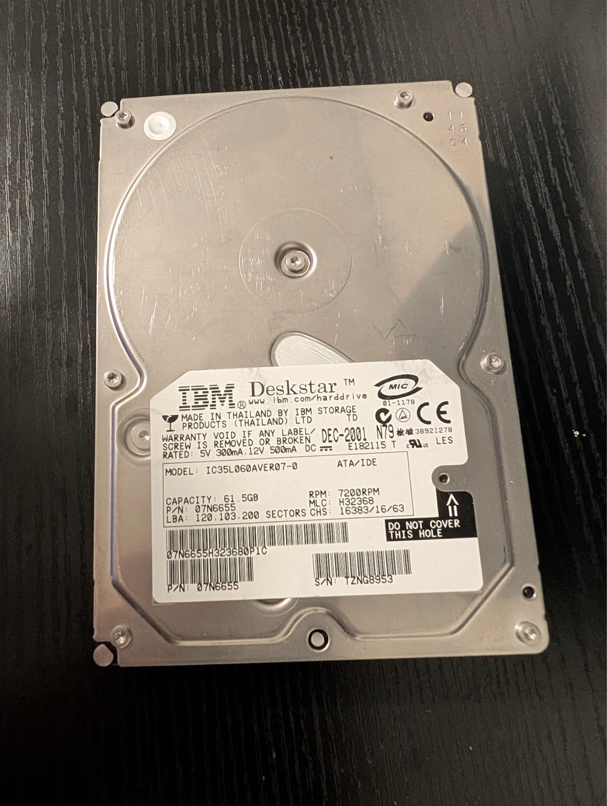 IBM Deskstar IDE 61.5GB 7200RPM IC35L060AVER07-0 Hard Drive