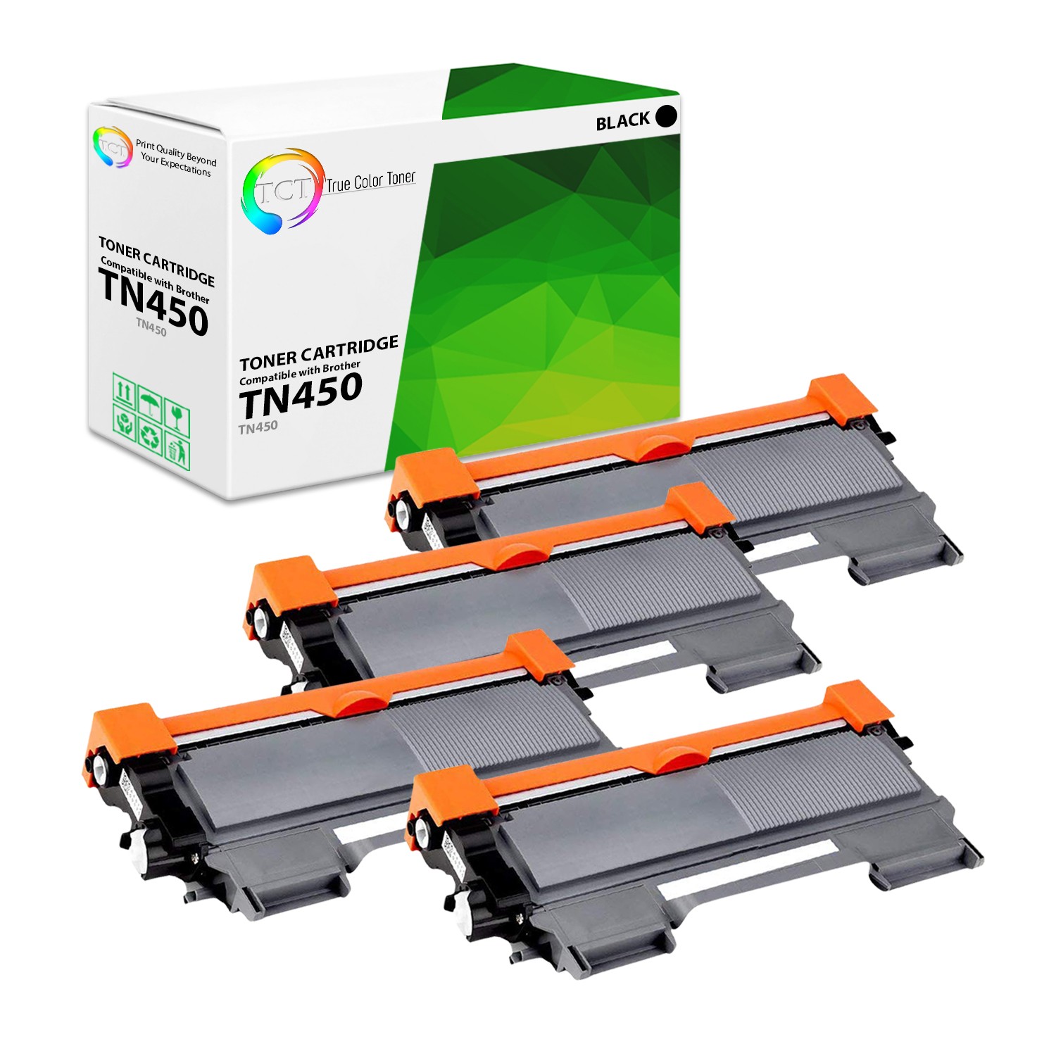 TCT 4pk TN450 High Yield Black Compatible Toner For Brother HL 2240 MFC 7360n