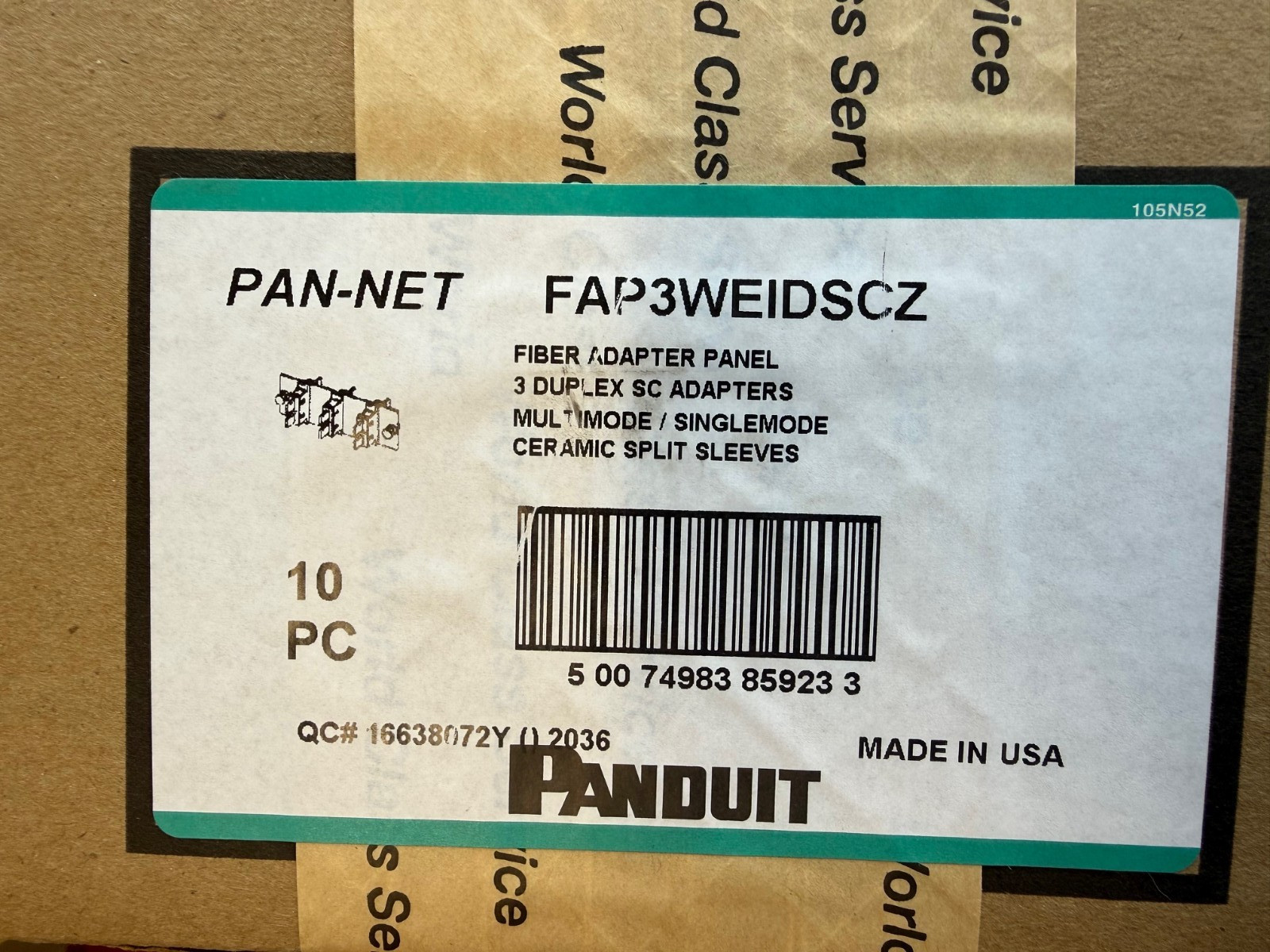 Panduit FAP3WEIDSCZ 3 Fiber SC Duplex Fiber Adapter Panel BOX OF QTY 10