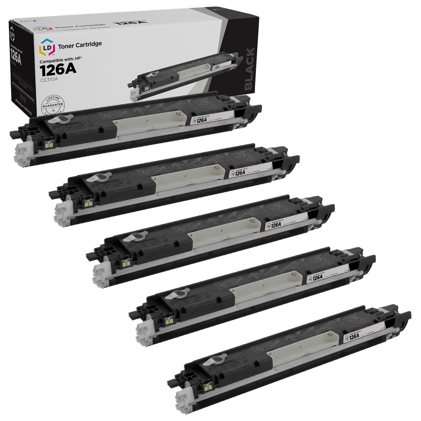 LD Products Toner Cartridge Replacement for HP 126A CE310A (Black, 5-Pack)
