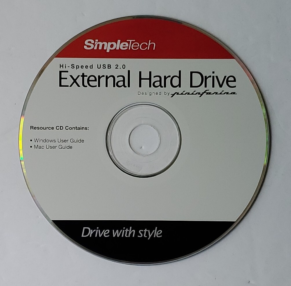 Simpletech Resource CD User's Guide ONLY For Hi-Speed USB External Hard Drive 