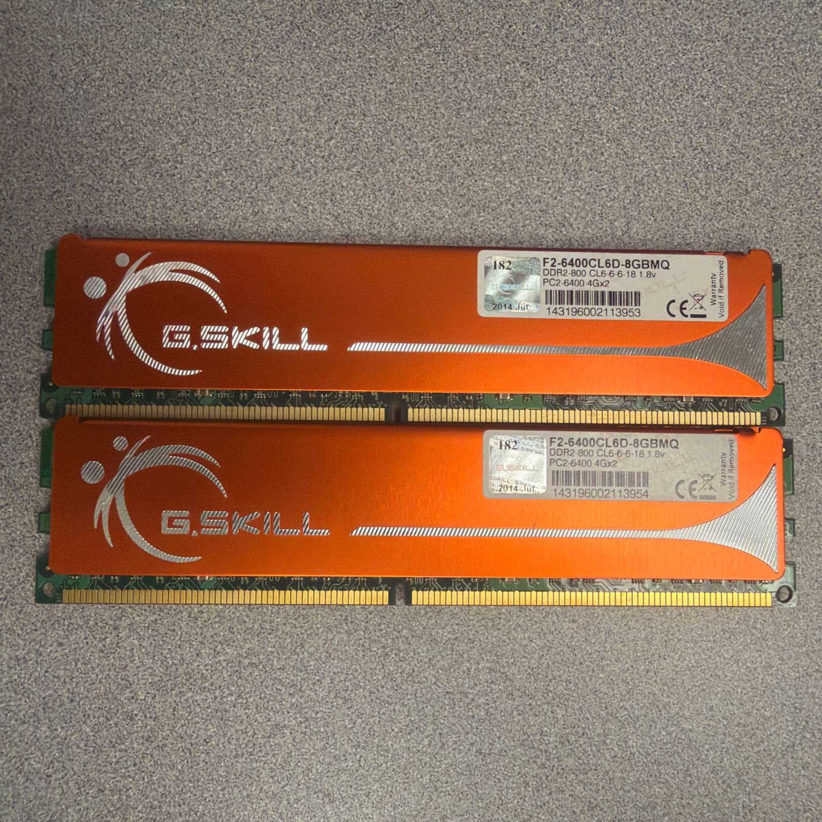 G skill 8GB (2x4GB) DDR2 800 MHz PC2-6400 Desktop DIMM 240-pin F2-6400CL6D-8GBMQ