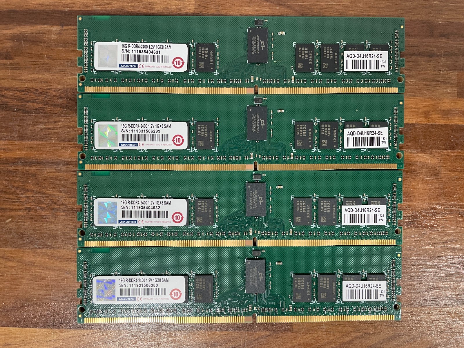 Lot of 4 Advantech 16GB DDR4 2400 ECC REG SERVER RAM AQD-D4U16R24-SE