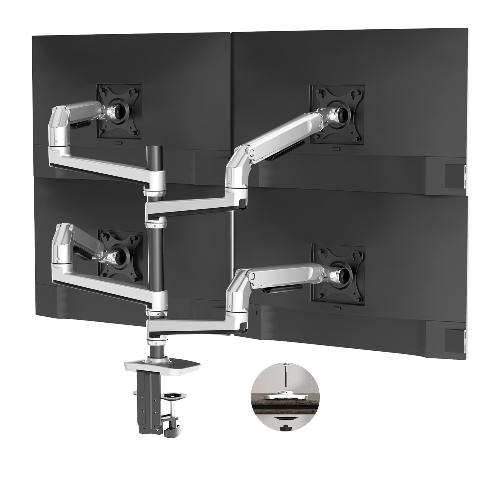 Heavy Duty Quad Monitor Mount Desk Stand, Mechanical Spring 4 Monitor Arm Fit...