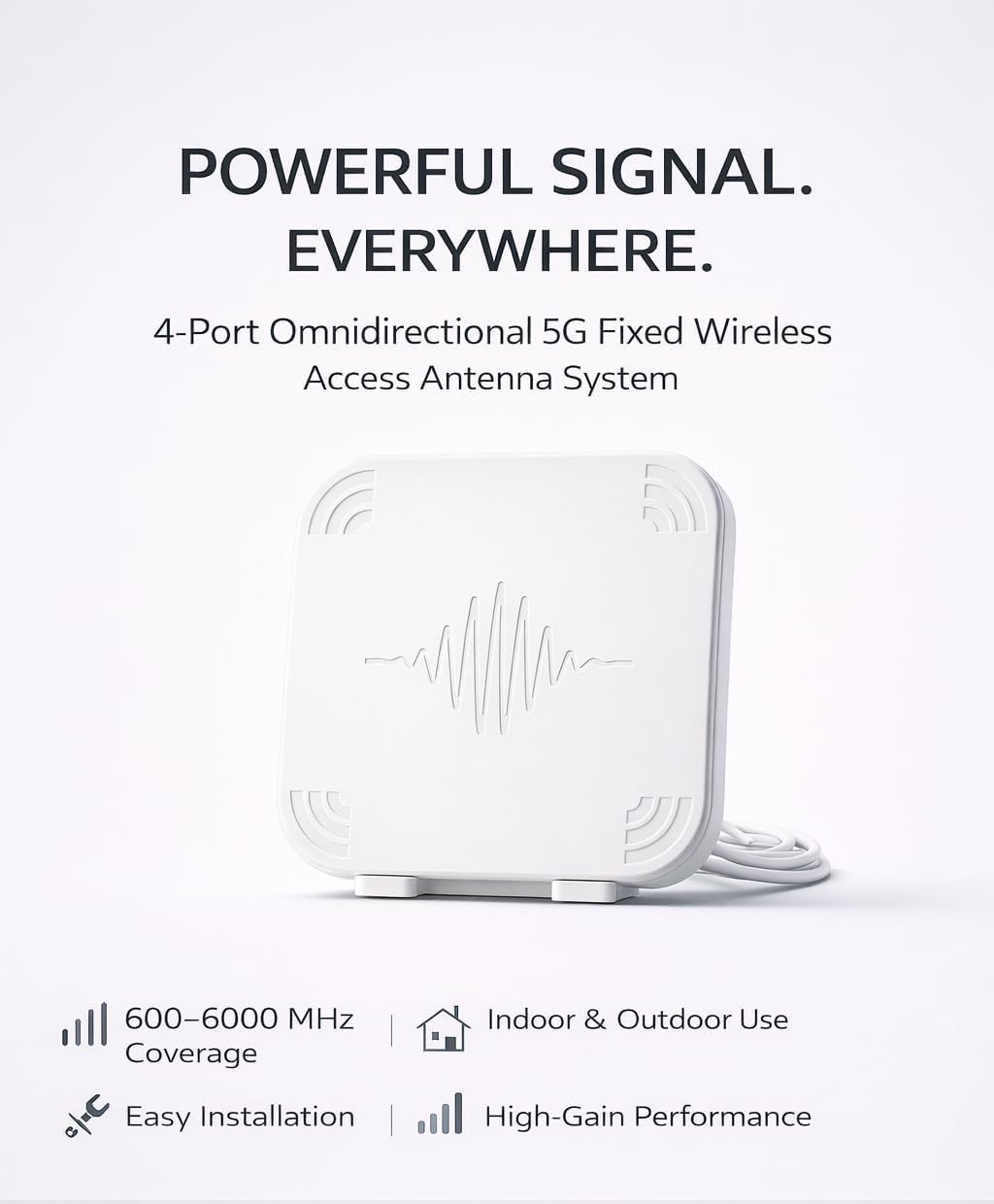 4-Port 5G FWA Omnidirectional Antenna System Wideband 617MHz-6000MHz, Indoor/Out