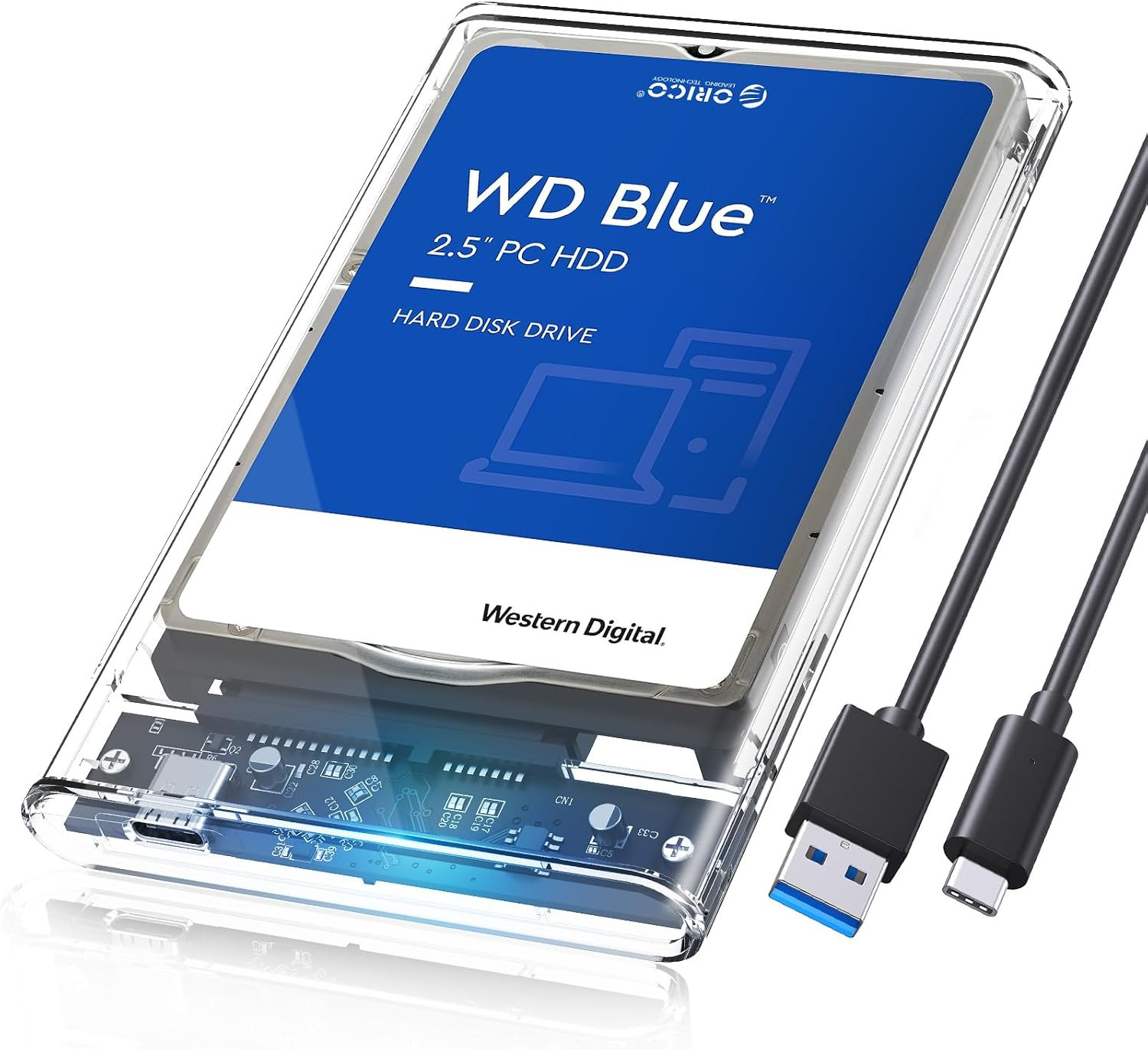 2.5 Inch Hard Drive Enclosure SATA to USB C 3.1 Gen1 5Gbps External Hard