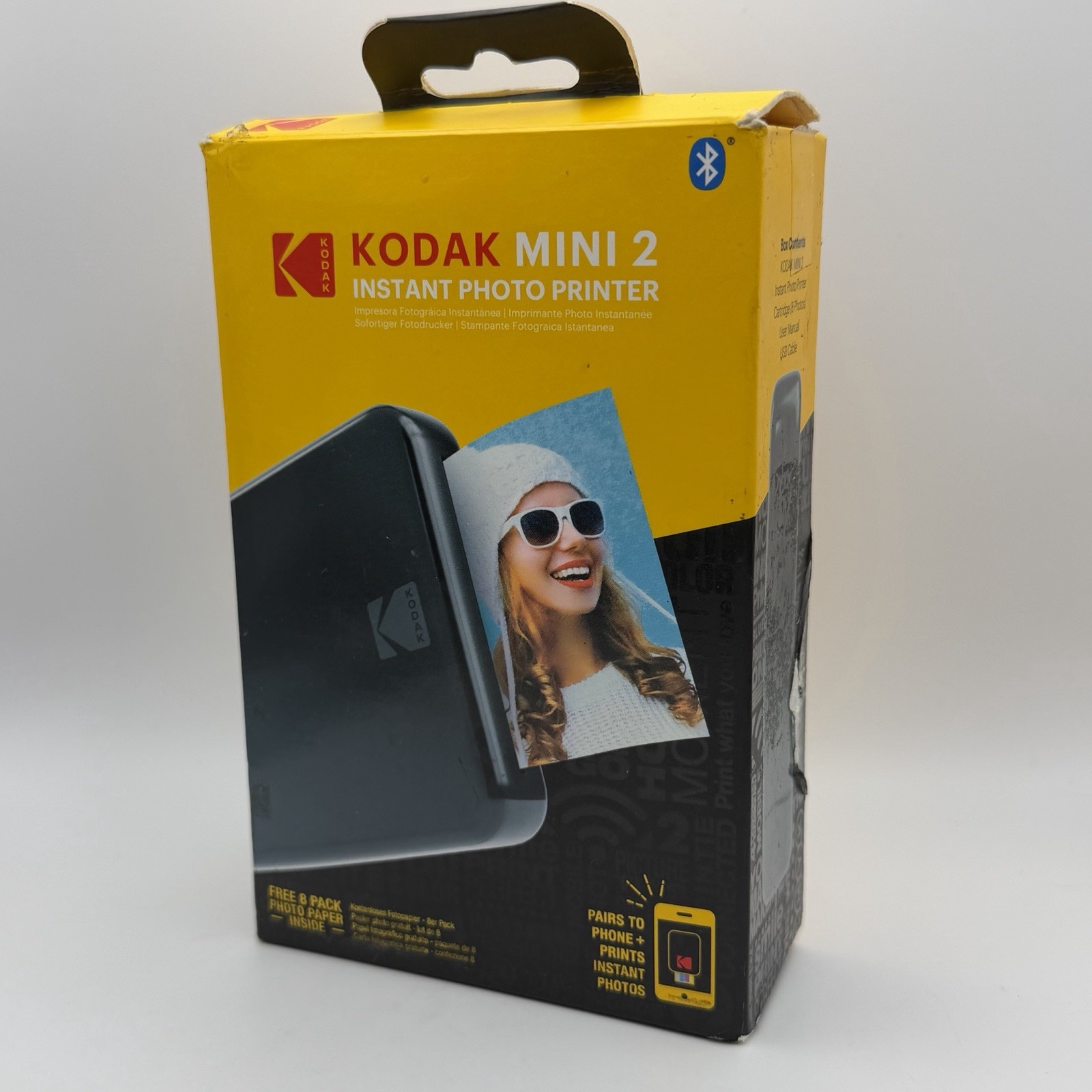 Kodak Mini 2 Instant Photo Printer Black Bluetooth Wireless Portable Open Box