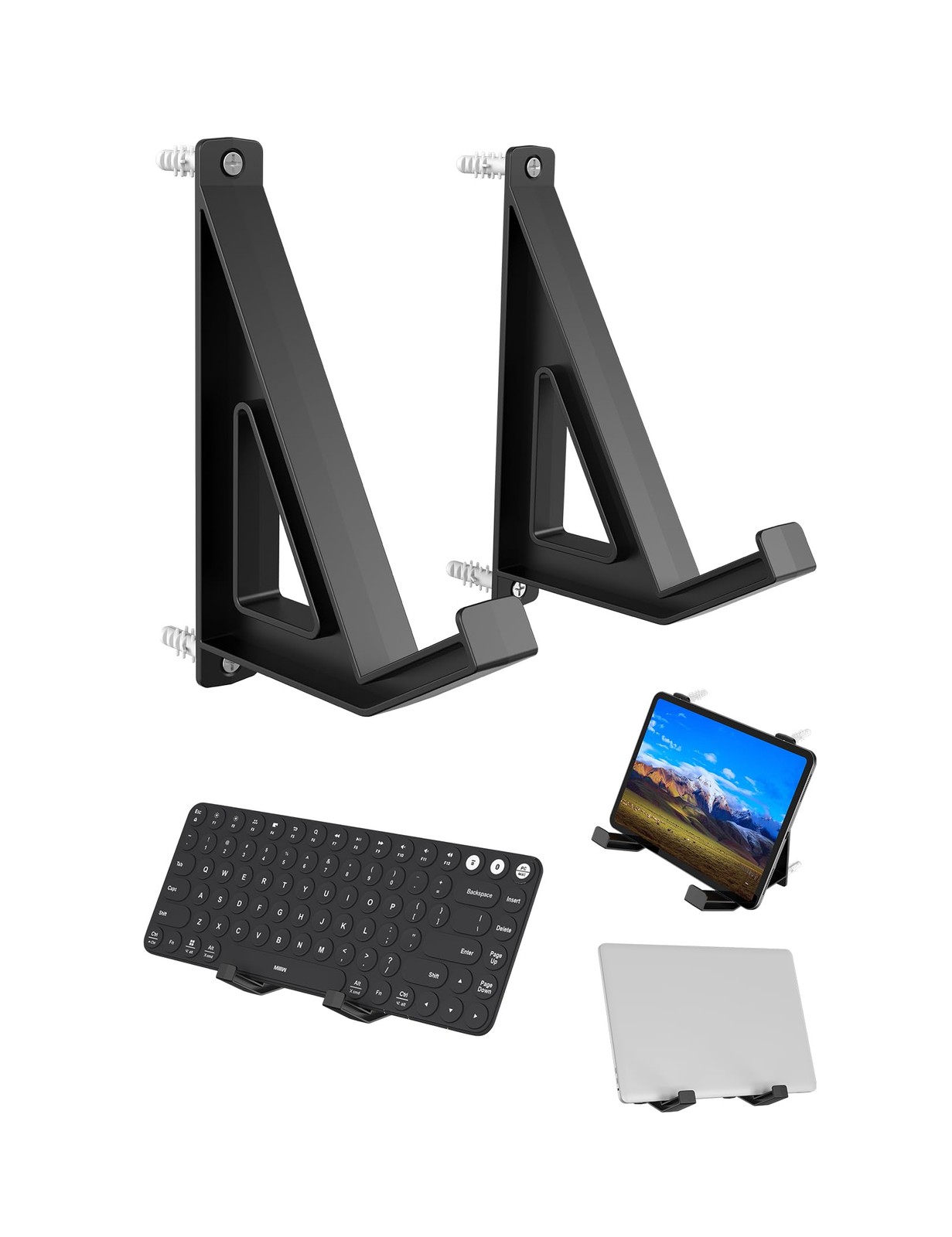 Universal Wall Mount for Keyboard/Laptop/Tablet, (Black)