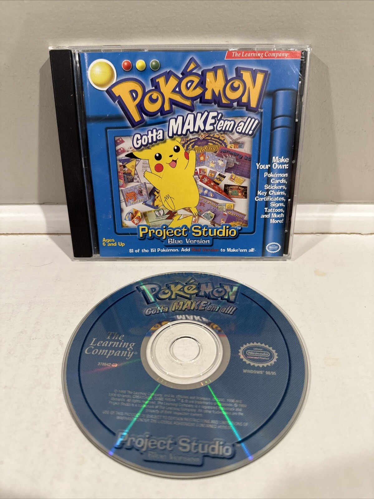VINTAGE 1999 POKEMON GOTTA MAKE 'EM ALL PROJECT STUDIO BLUE VERSION PC GAME