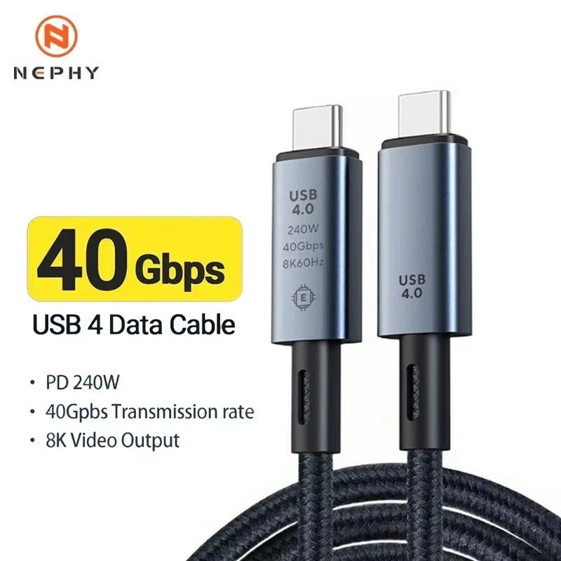 Thunderbolt 4 3 USB 4 USB-C 8K Cable 40Gbps Charger Data PD 240W UHD Video
