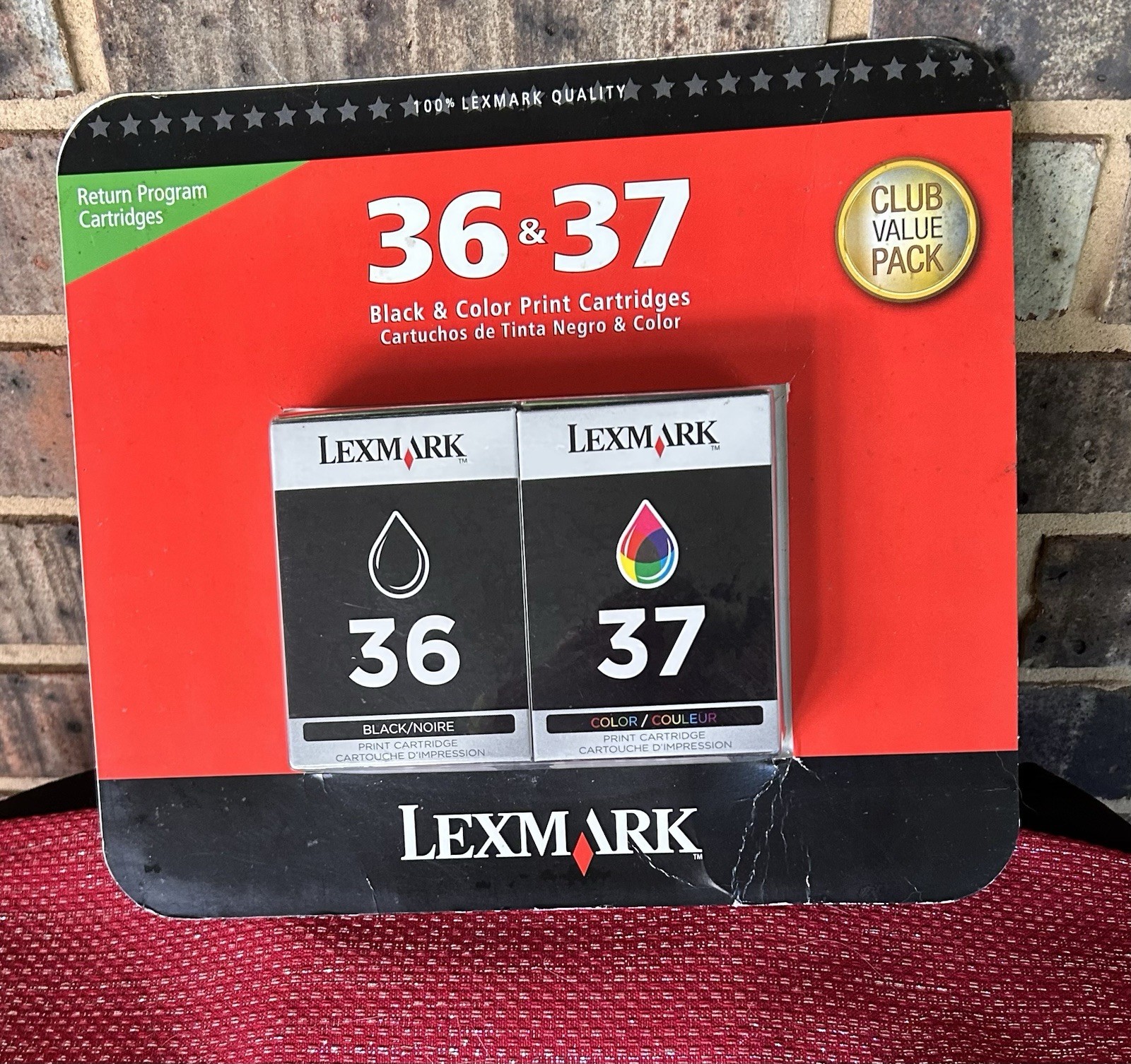 Lexmark 36 37 2PK Black Color Ink Cartridges Sealed Box New