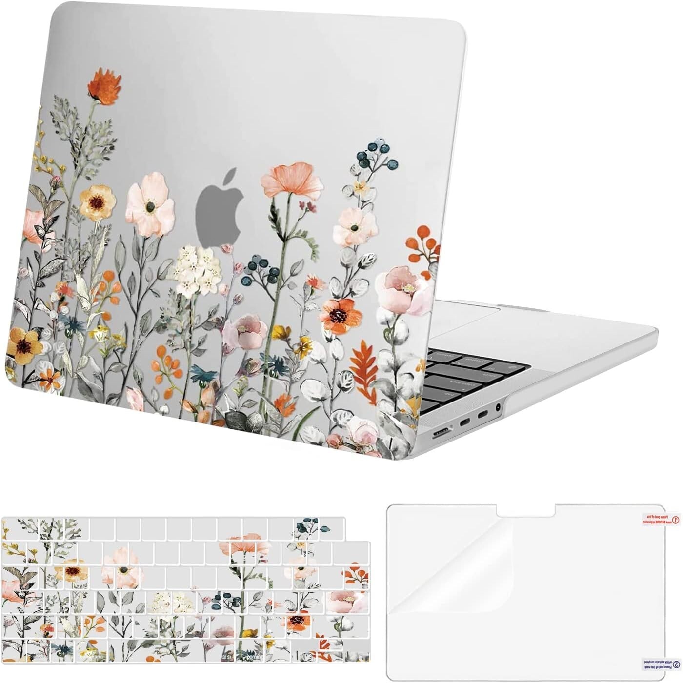 MOSISO Compatible with MacBook Pro 14 inch Case 2025-2021 Plastic Garden Flowers