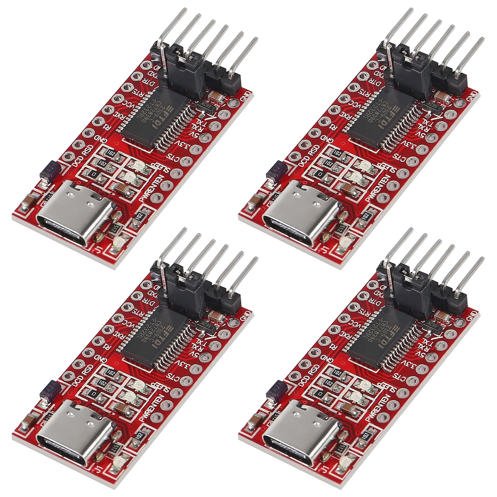 4 PCS FT232RL Red TypeC To TTL Serial Converter Adapter Module 3.3V/5.5V