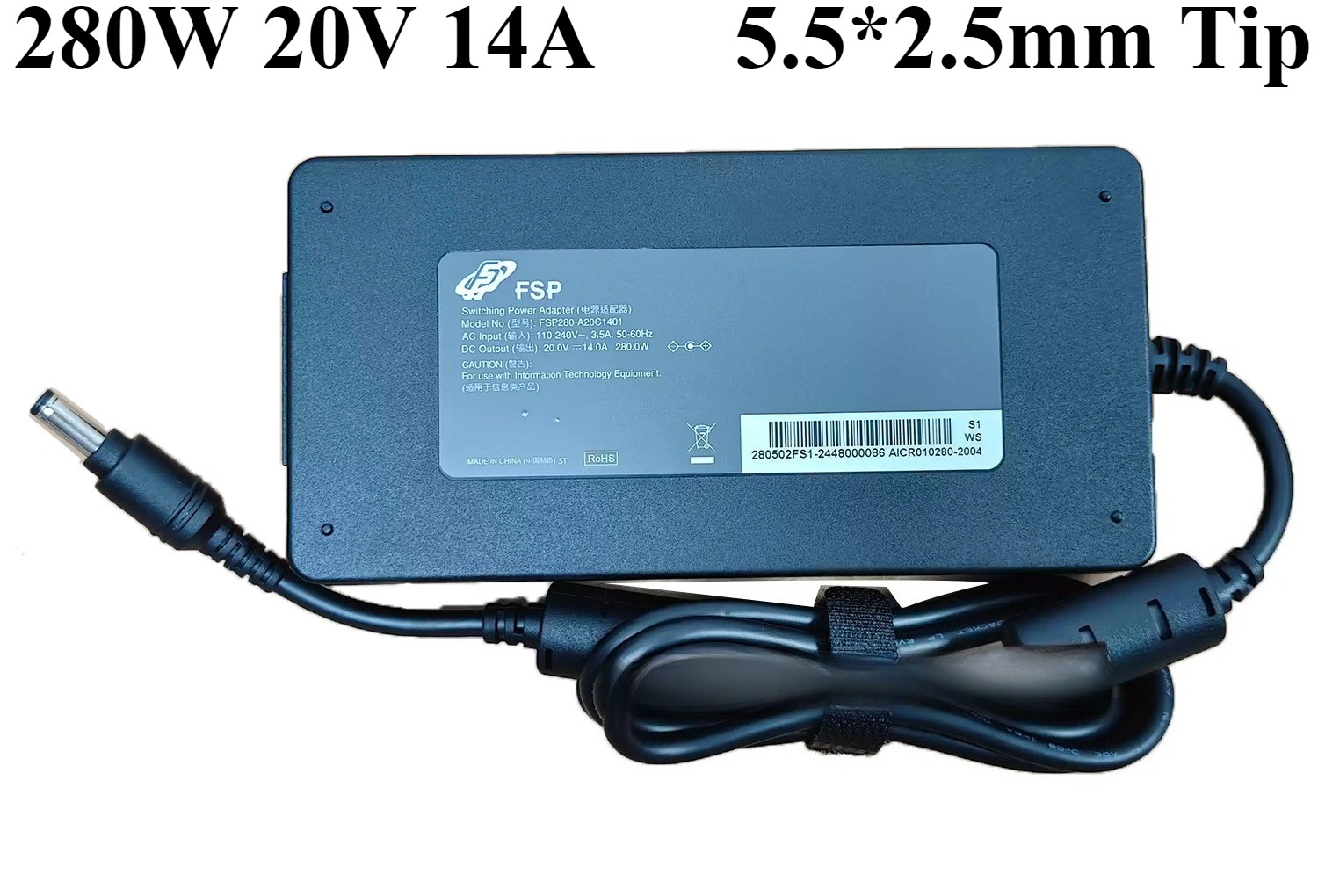 Genuine FSP 280W Power Adapter 5.5*2.5mm Tip Laptop Charger FSP280-A20C1401