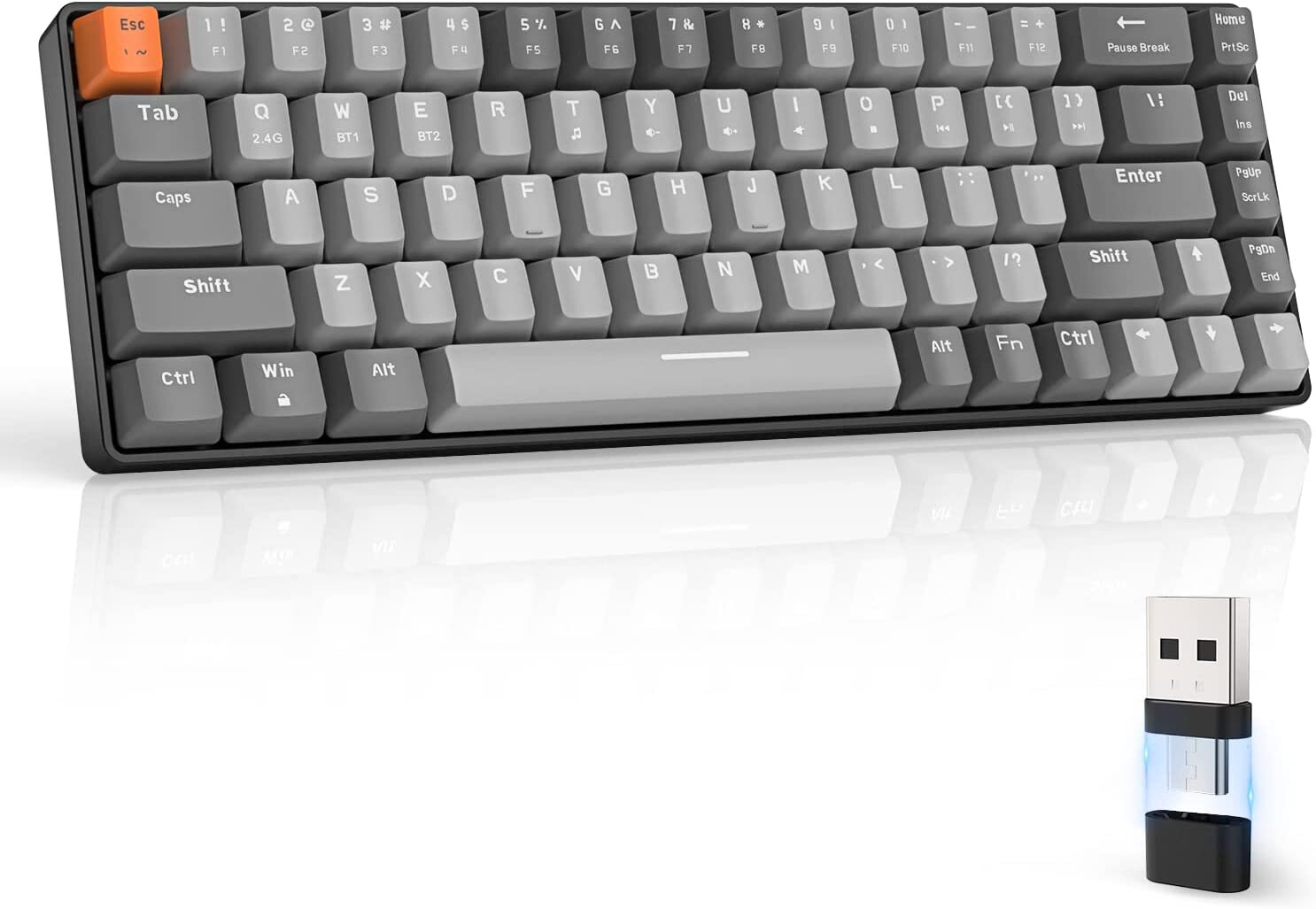 RK68 Type C Wireless 60% Mechanical Gaming Keyboard Mini Bluetooth Hot Swappable
