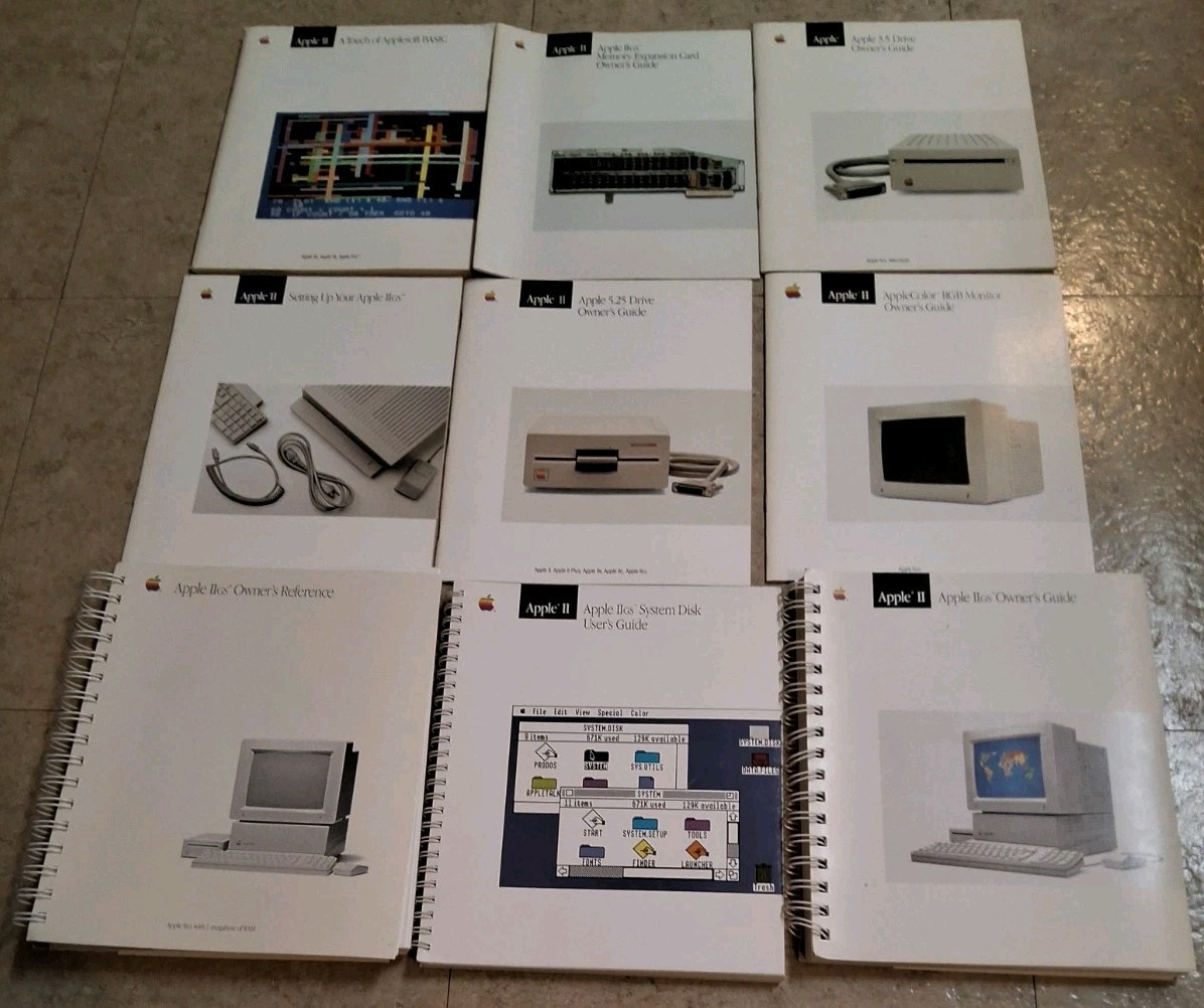 Lot Of 9 Vintage Apple IIGS Owners Guides Manuals