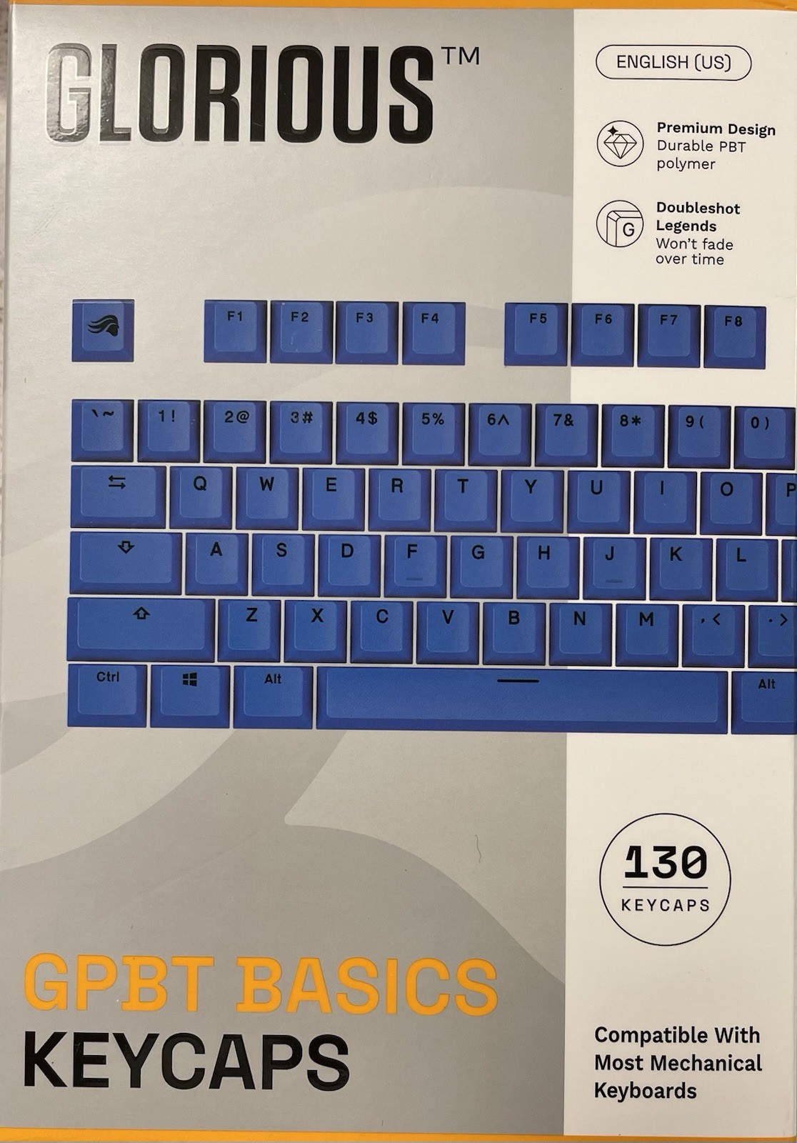 Glorious Universal Keycap Set GPBT Basics Mana Blue Mechanical Keyboard Keycaps