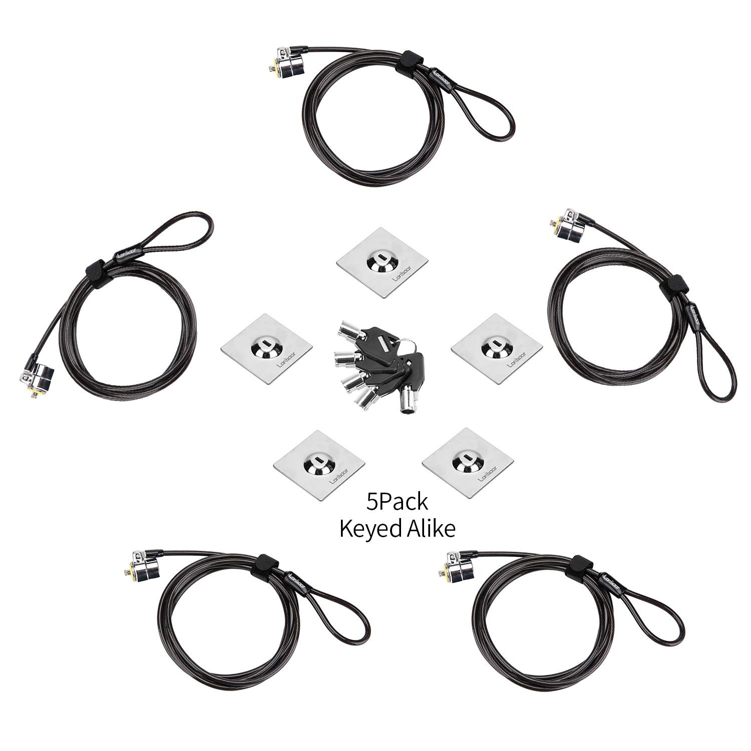 Laptop Cable Lock 5Pack 5Keys 6.7Ft Keyed Alike Compatible for Laptops Tablet TV