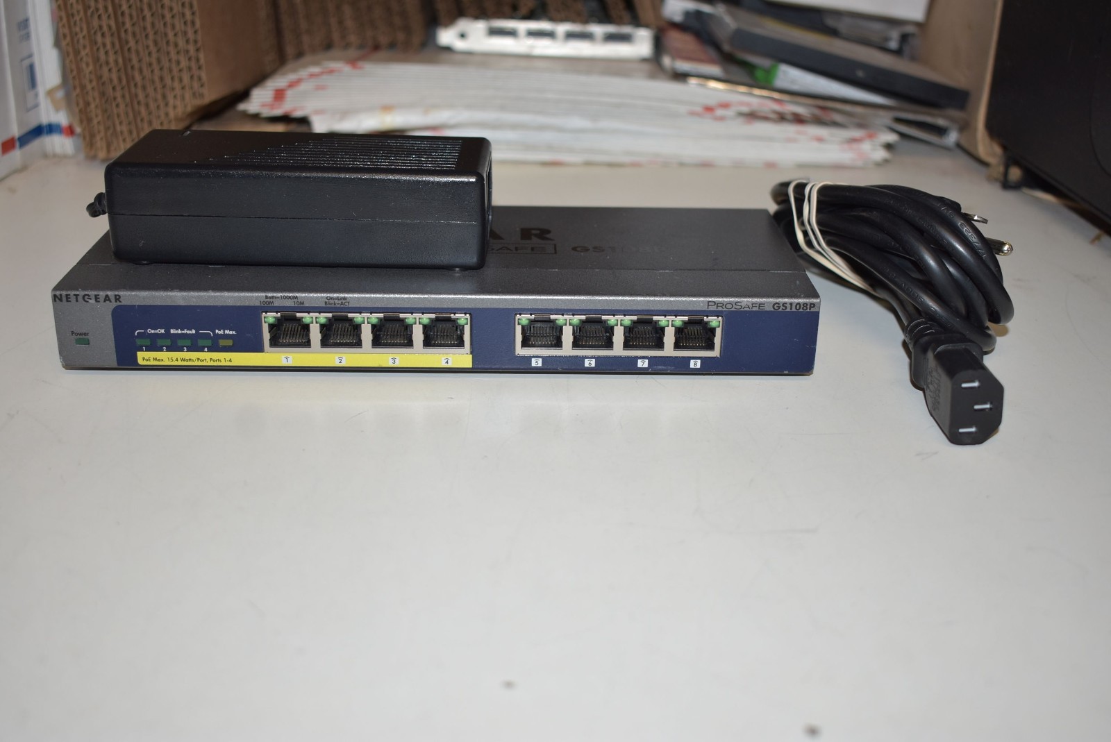 NETGEAR PROSAFE GS108P 8 PORT GIGABIT UNMANAGED SWITCH 4 PORTS POE 53W