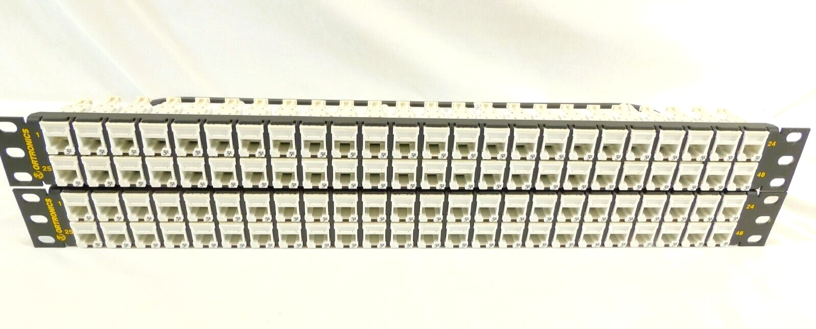 (2) PHDHJU48 HDJ Series 48 port Angled Panel Loaded 96 USED Cat5e HDJ5E-88 Jacks