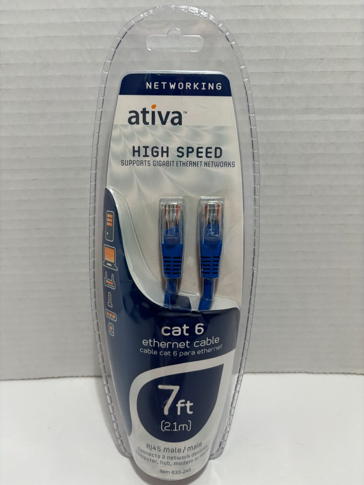 Ativa Cat 5e Ethernet Cable 7 ft. RJ45 Male / Male New