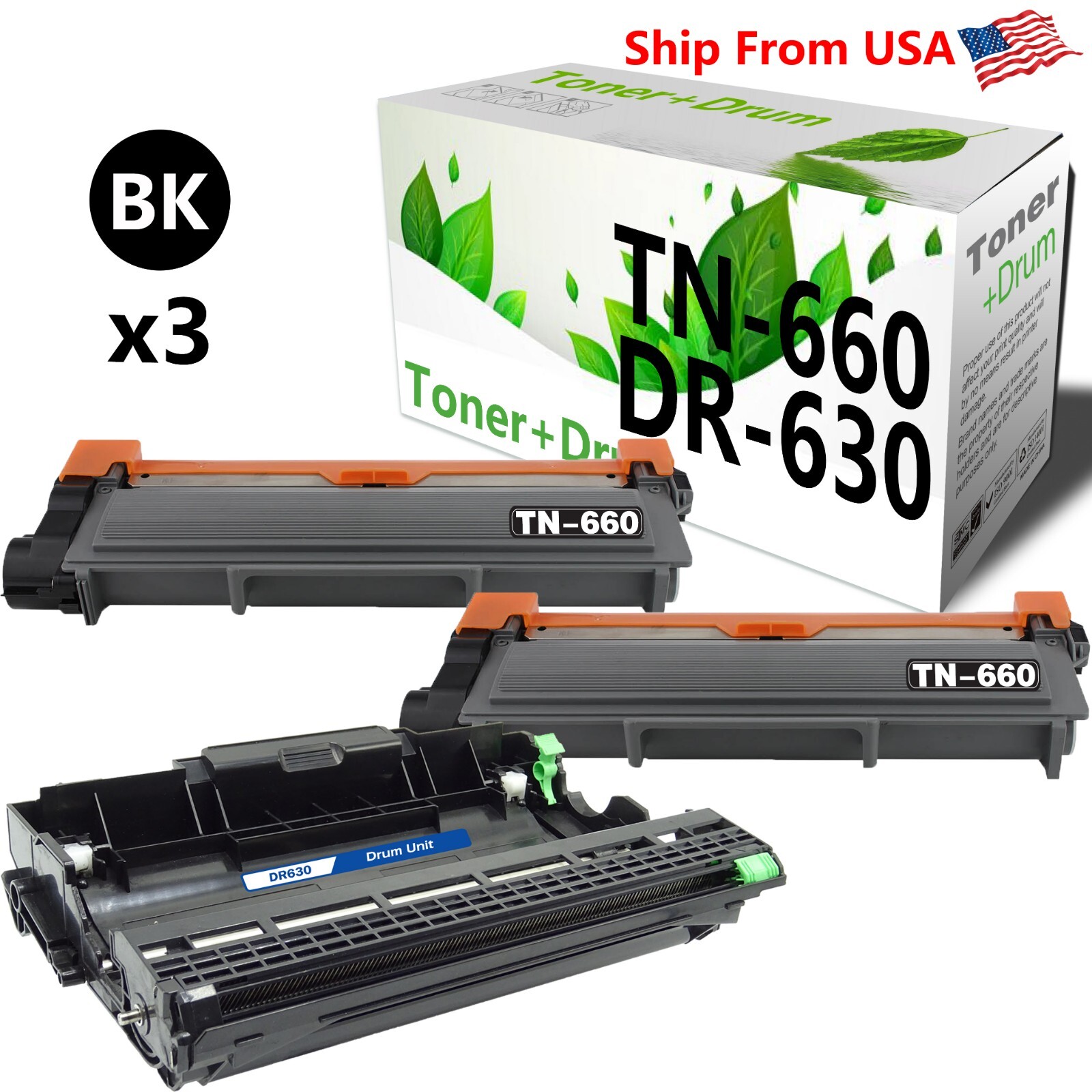 1-Pack DR-630 Drum Unit and 2-Pack TN 660 Toner Cartridge for MFC-L2700DW (3PK)