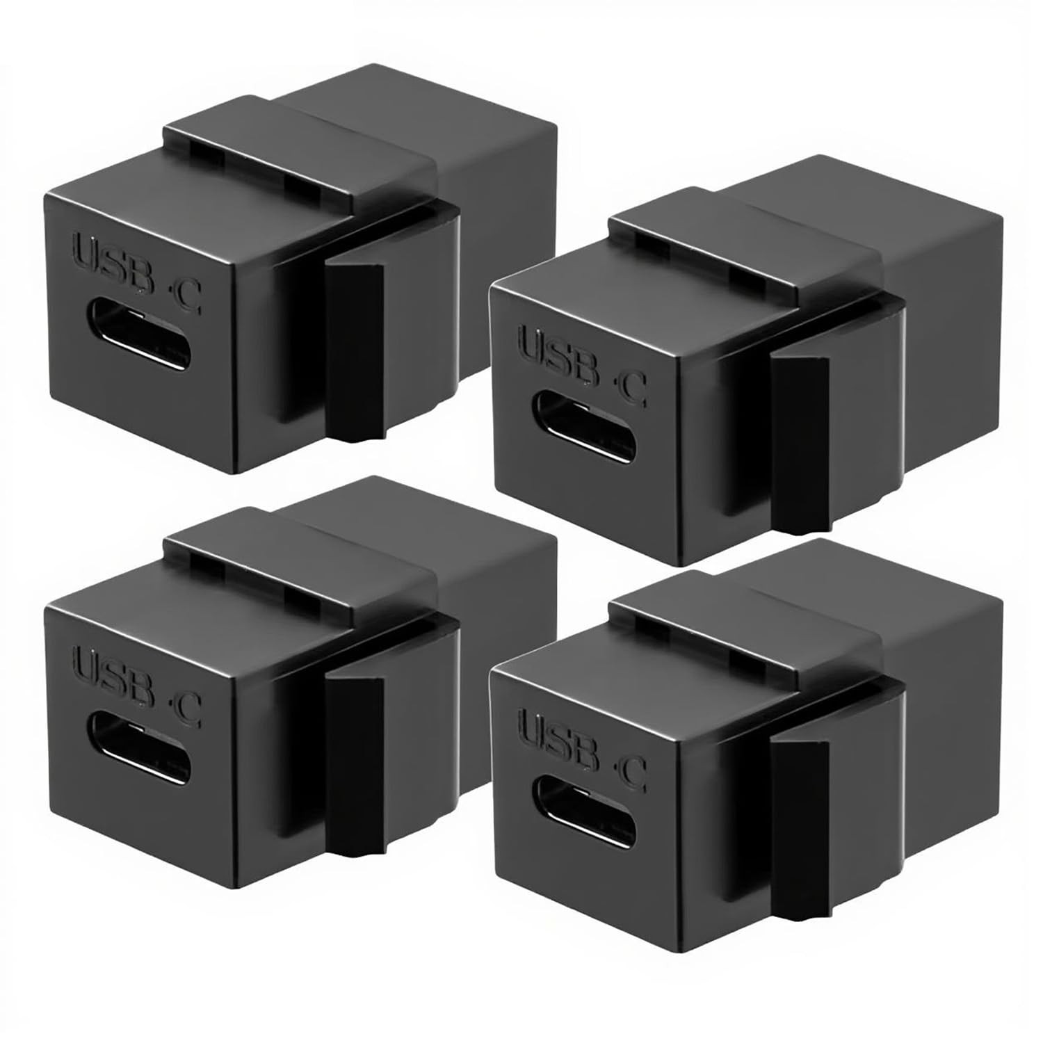 USB C Keystone Jack Adapter (Black 4 Pack) USB 3.1 Type-C Module Coupler Adap...