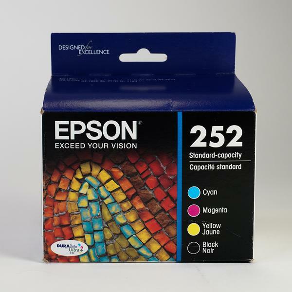 SET of 4 New Genuine Factory Sealed Epson 252 Inkjet Cartridges KCMY 2021-24