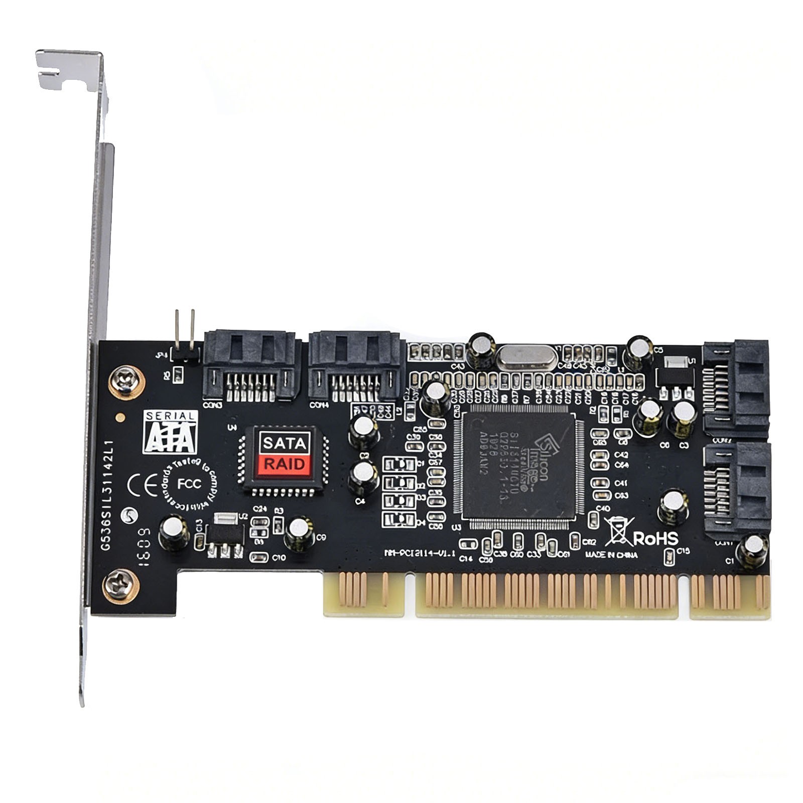 PCI To 4-port SATA Expansion Card SiI3114 Chip RAID Controller for SSD Drive