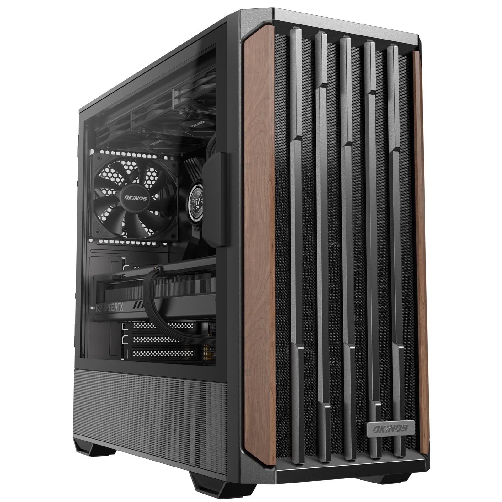 Genuine Walnut Wood PC Case, Support 360mm Radiator on Top, Pre-Installed 4 x...