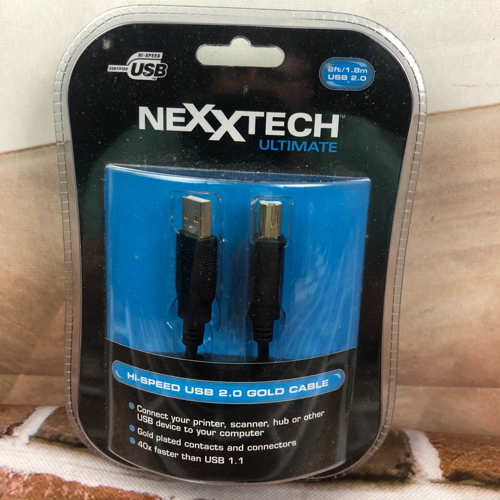 Nexxtech Ultimate 6 Ft / 1.8m Hi-Speed USB 2.0 Gold Cable