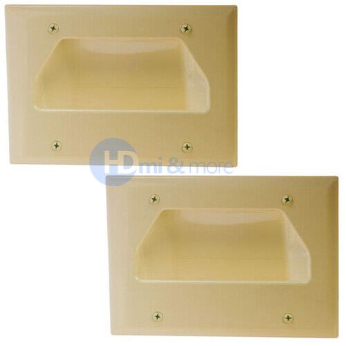 2x Wall Plate 3 Triple Gang Recessed Low Voltage Cable Decorative Lite Almond