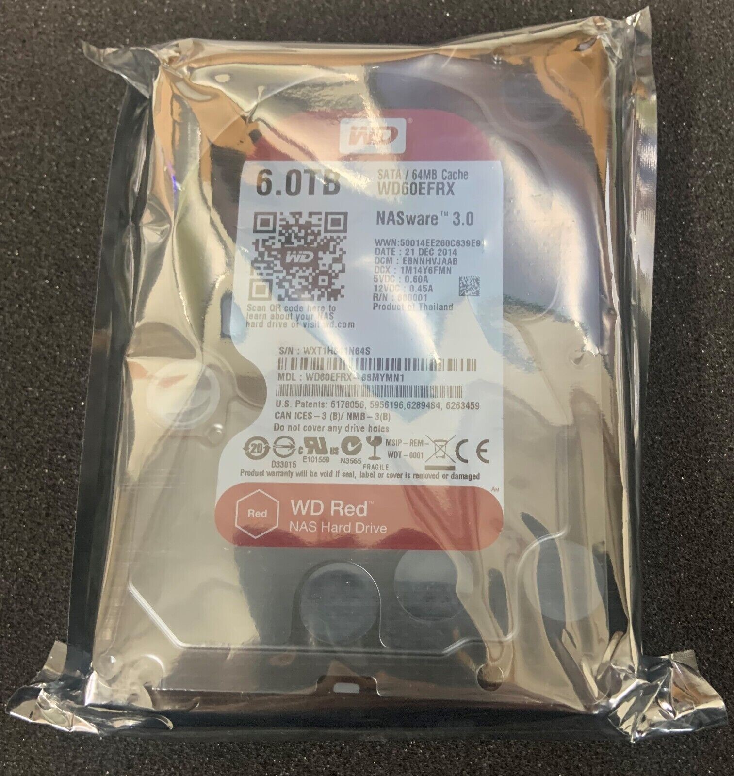 Western Digital Red WD60EFRX-68MYMN1 6 TB,Internal,5400 RPM,3.5 inch Hard Drive