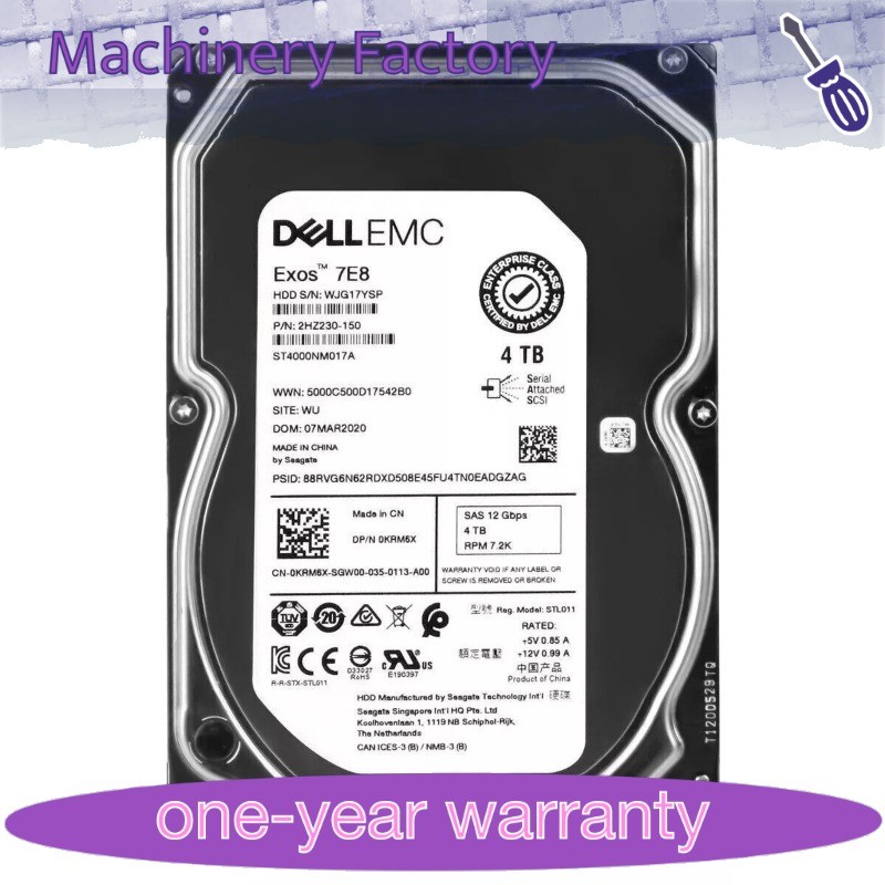 Open Box Dell EMC ST4000NM017A 4TB 3.5" 12 Gbps 7.2K RPM SAS Drive 0KRM6X KRM6X