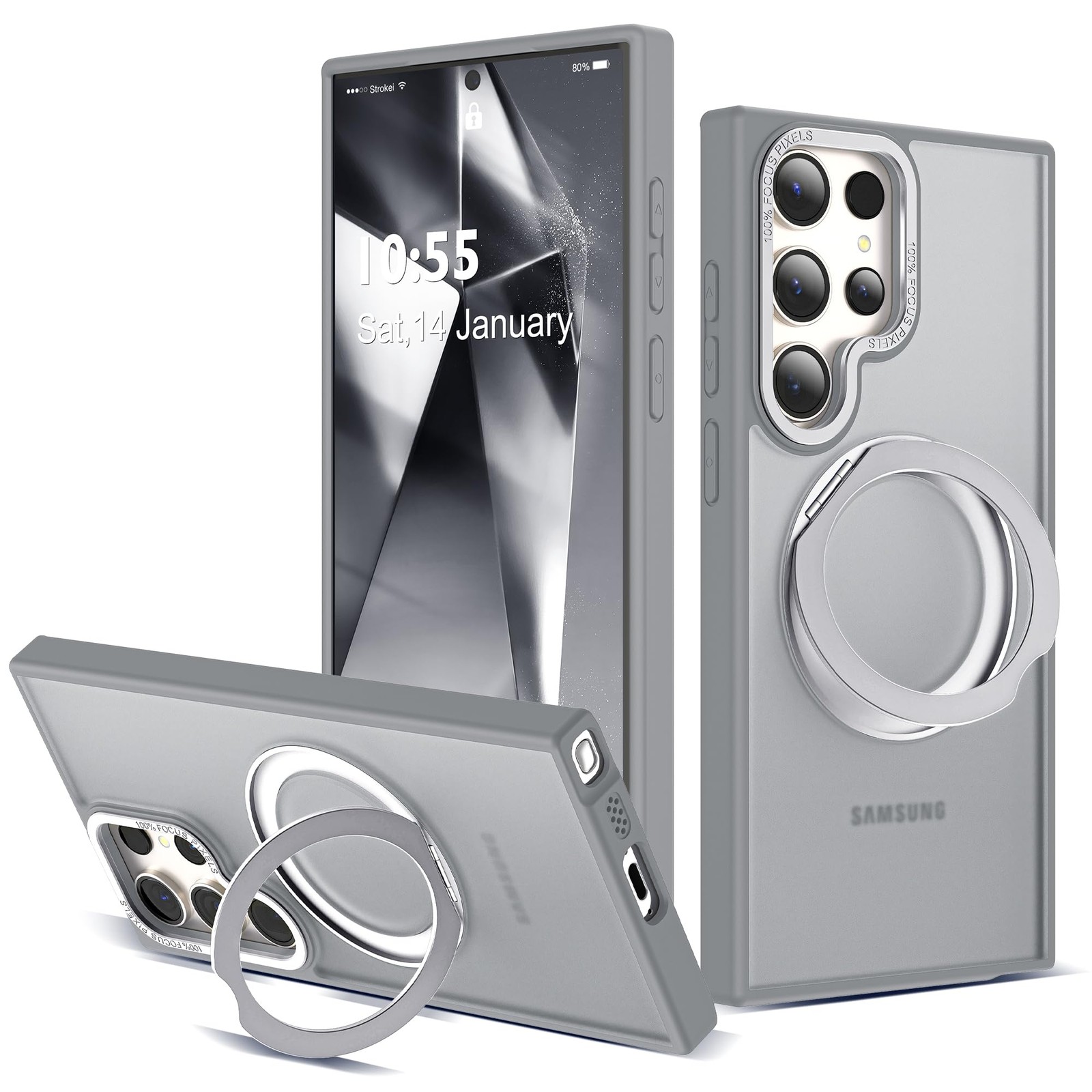 Compatible with Samsung Galaxy S24 Ultra Case with 360Rotatable Magnetic Ring...