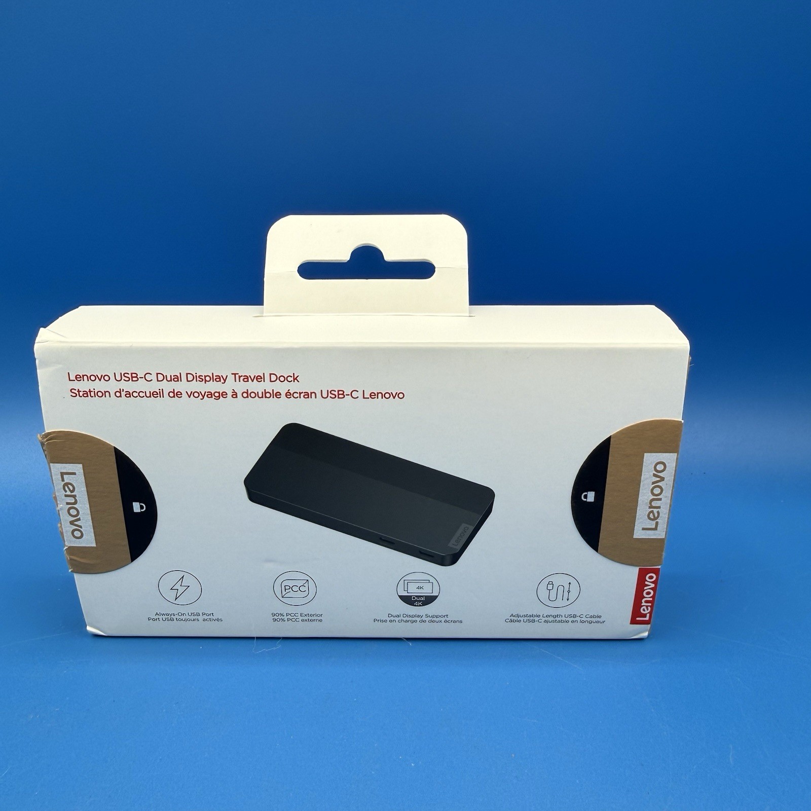 Lenovo USB-C Dual Display Travel Dock - 7 Ports, Integrated USB-C Cable