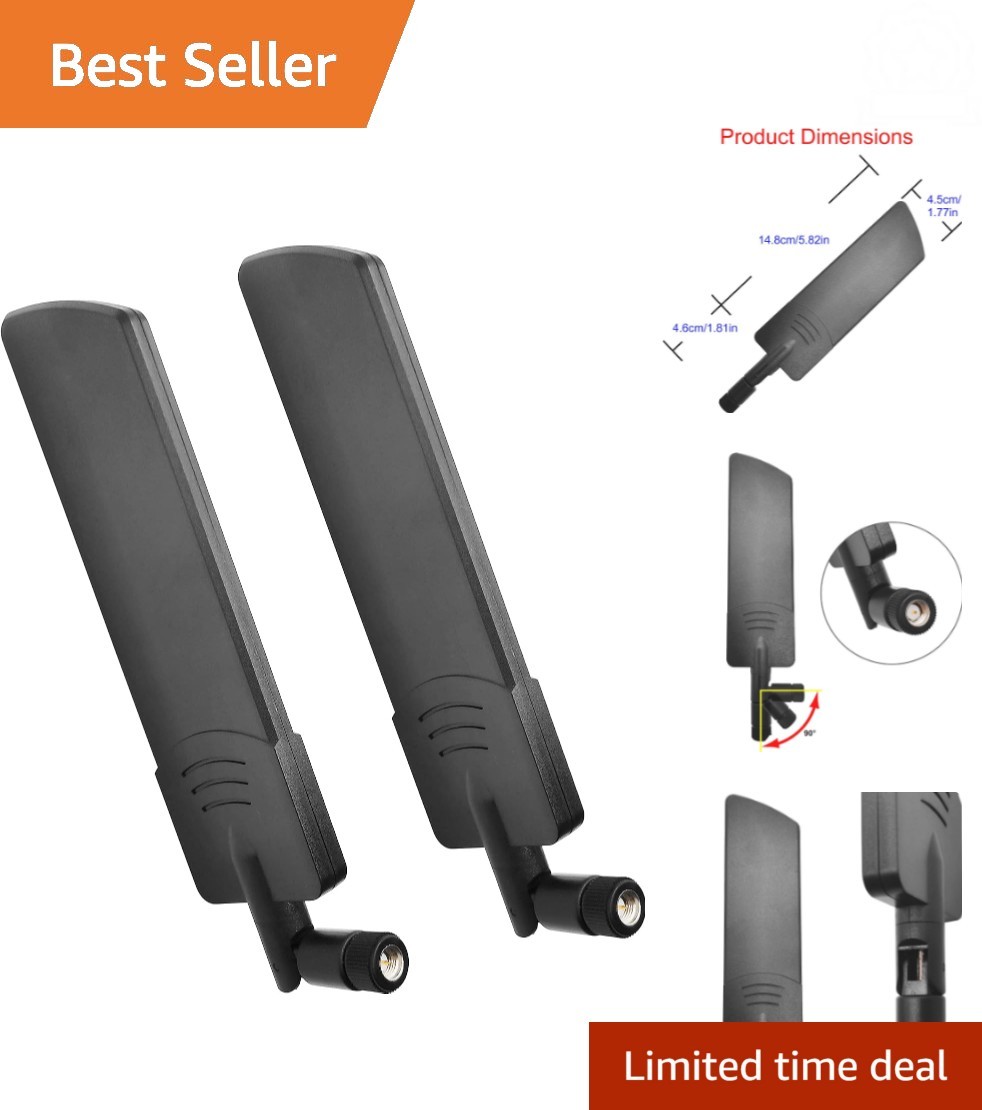 Lightweight 10 dBi 4G LTE Antenna SMA Male with Wide Frequency Range – Set of 2
