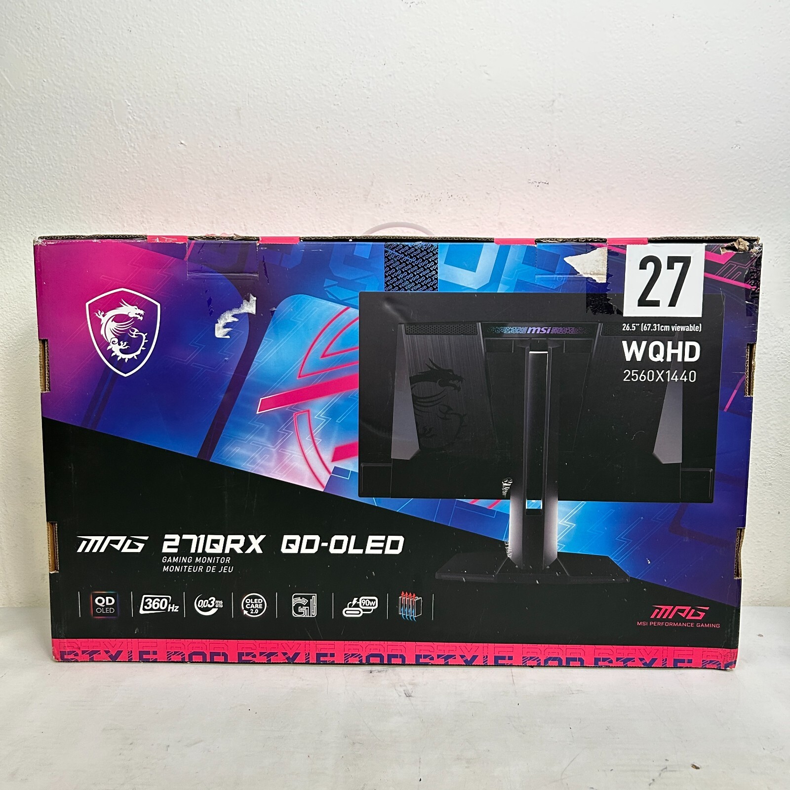 MSI MPG 271QRX QD-OLED, 27 OLED Gaming Monitor, 2560 x 1440 (QHD), OLED 0.03ms
