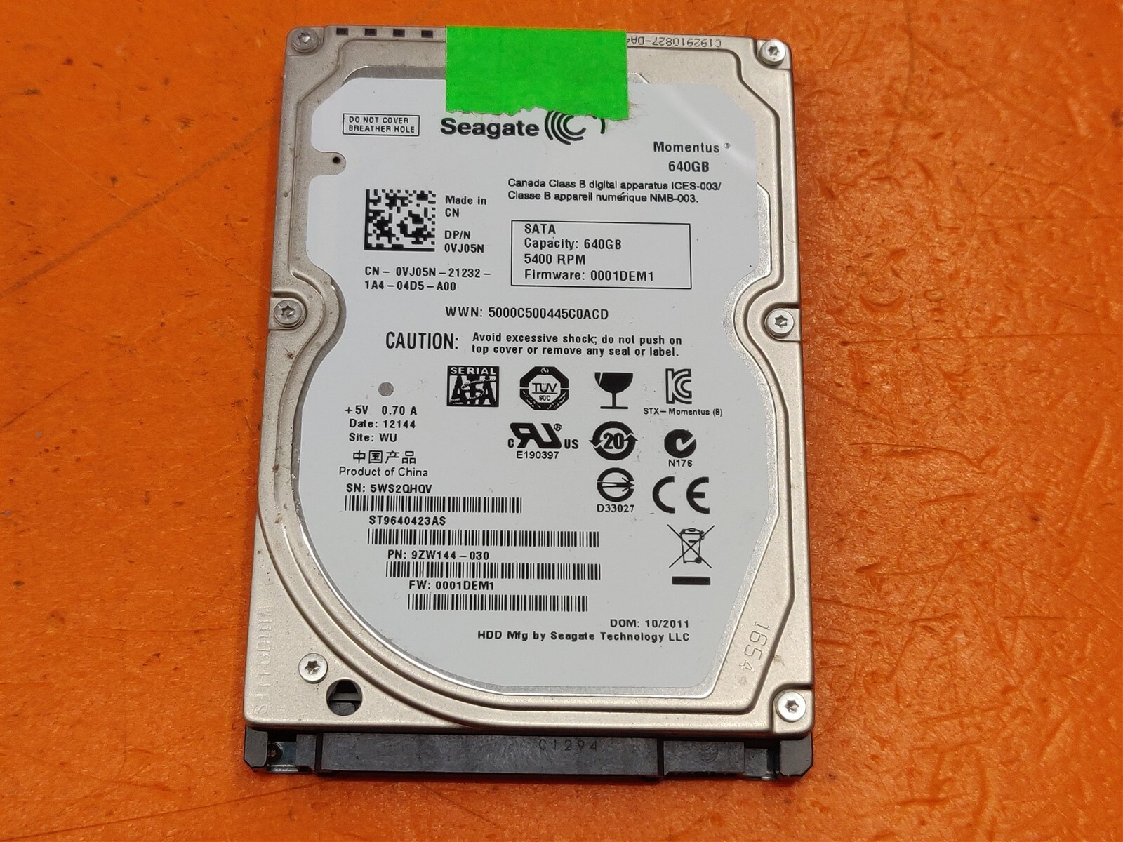 ⭐️⭐️⭐️⭐️⭐️ HDD Hard Drive SATA Laptop 2.5" Seagate Momentus ST9640423AS 640GB