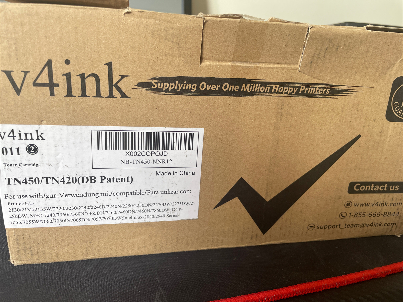 V4Ink 2 Pack Replacement For Brother Tn450 Tn420 Black Toner Cartridge