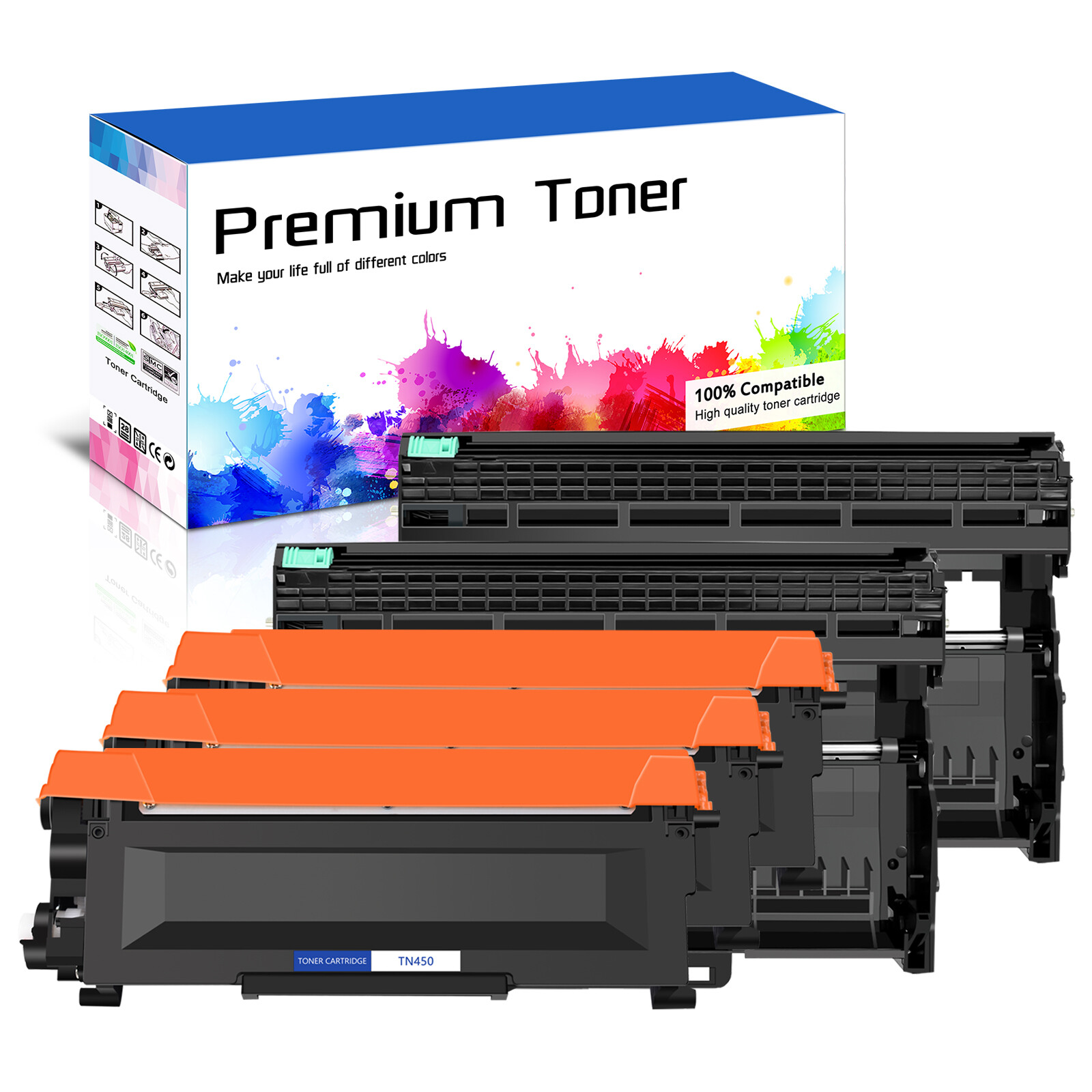 3PK TN450 Toner + 2PK DR420 Compatib for Brother MFC-7360N MFC-7460DN MFC-7860DW