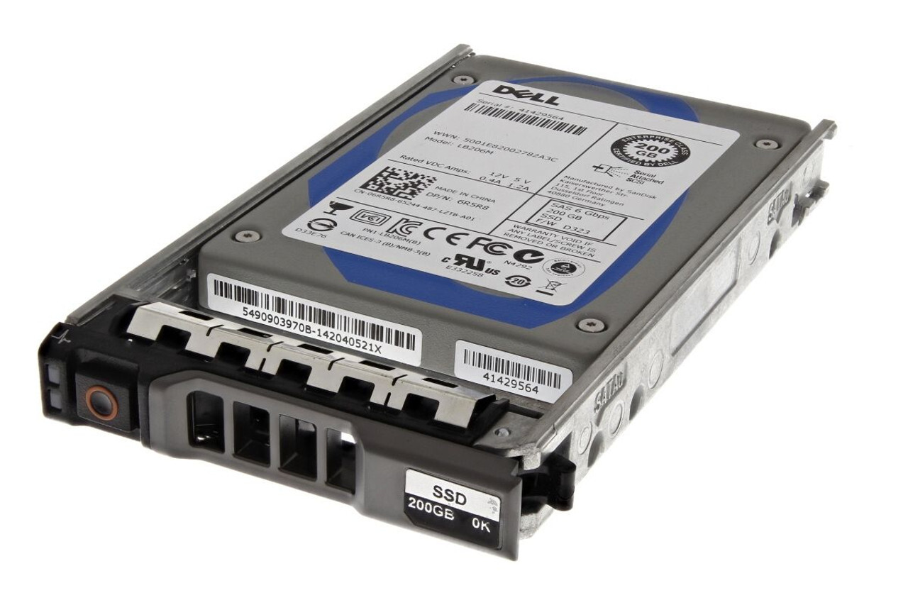 Dell 200GB 6G Enterprise Class 2.5” SAS SSD Drive 6R5R8 LB206M