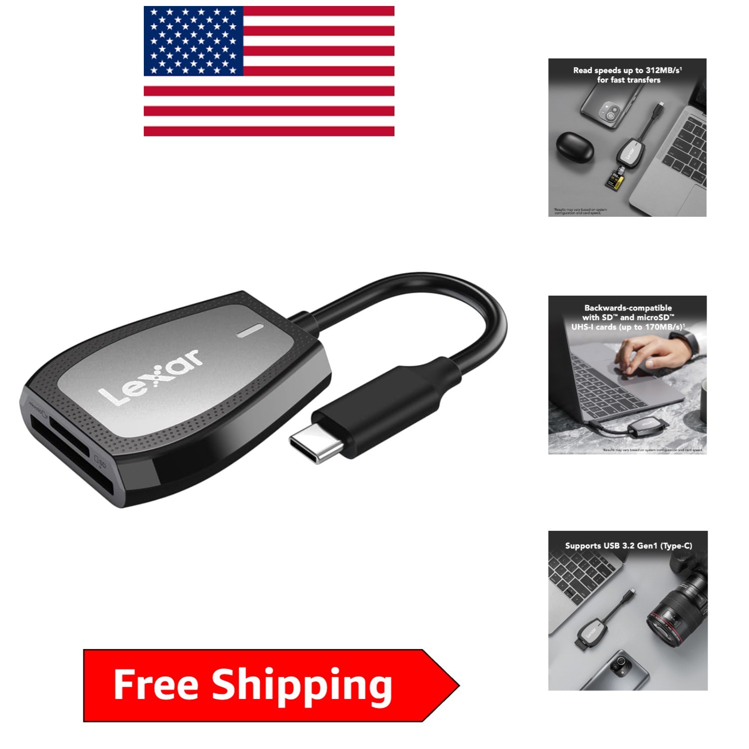 Professional USB-C Dual-Slot Card Reader: Transfer Up to 312MB/s with Ease