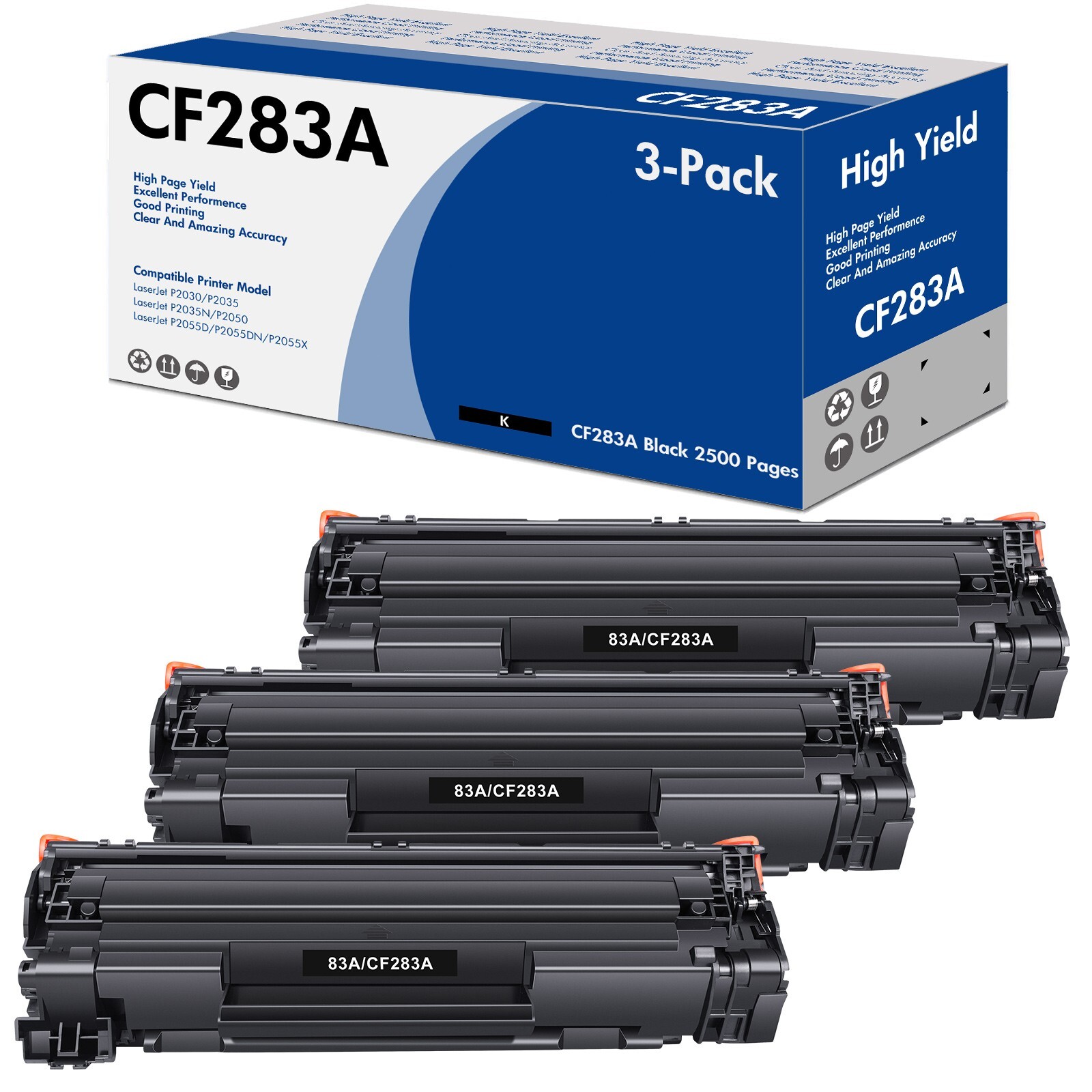 3/5/8 Black CF283A 83A Toner Cartridge for HP LaserJet Pro M225dn M225dw Printer