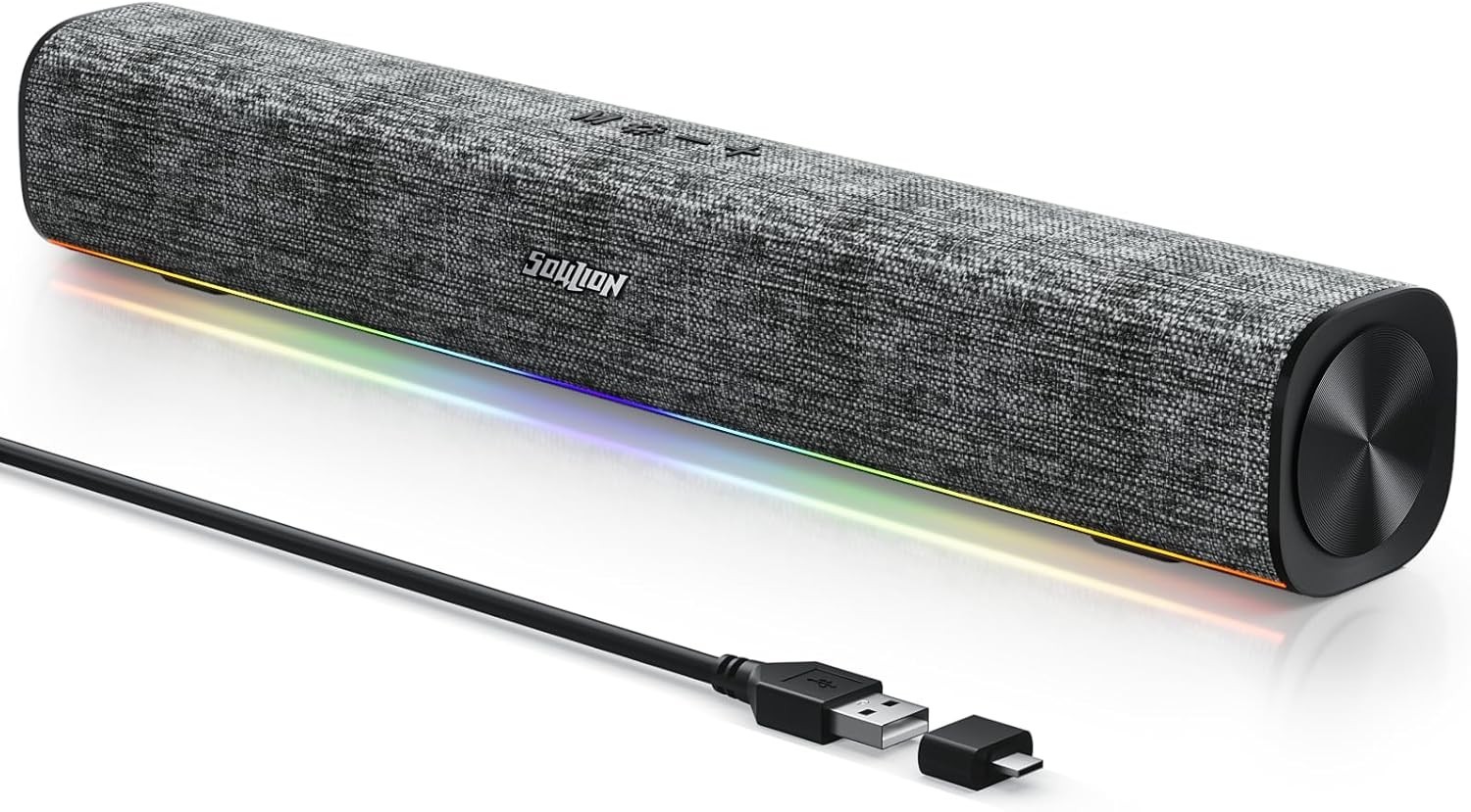 SOULION R100 Bluetooth Computer Speakers RGB LED USB Wired for PC Laptop Black