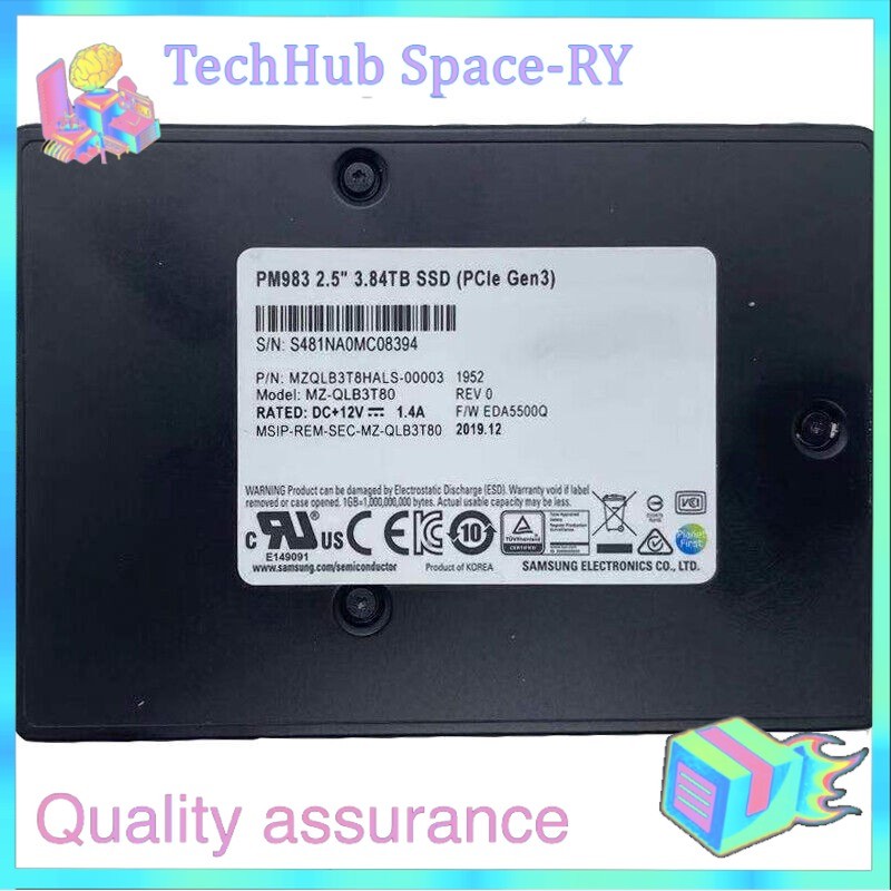 Samsung PM983 3.84TB SSD 2.5" NVMe PCIe Gen 3 U.2 MZQLB3T8HALS-00007 MZ-QLB3T80