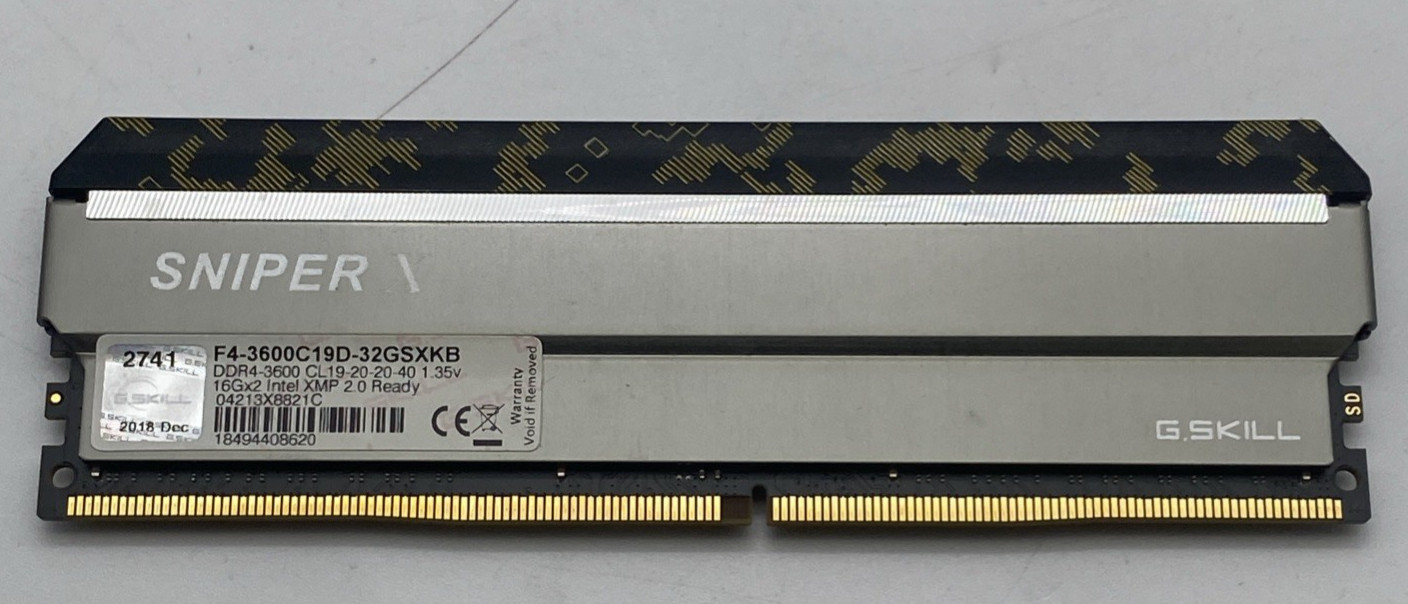 1 x G.skill SNIPER X 16GB (2×16GB) DDR4 3600MHz RAM - F4-3600C19D-32GSXKB