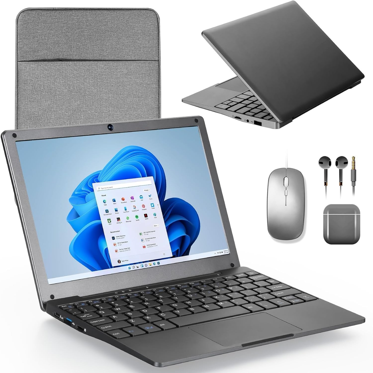 10'' Laptop Windows 11 Notebook 8GB+128GB Intel Celeron Quad-Core Processors
