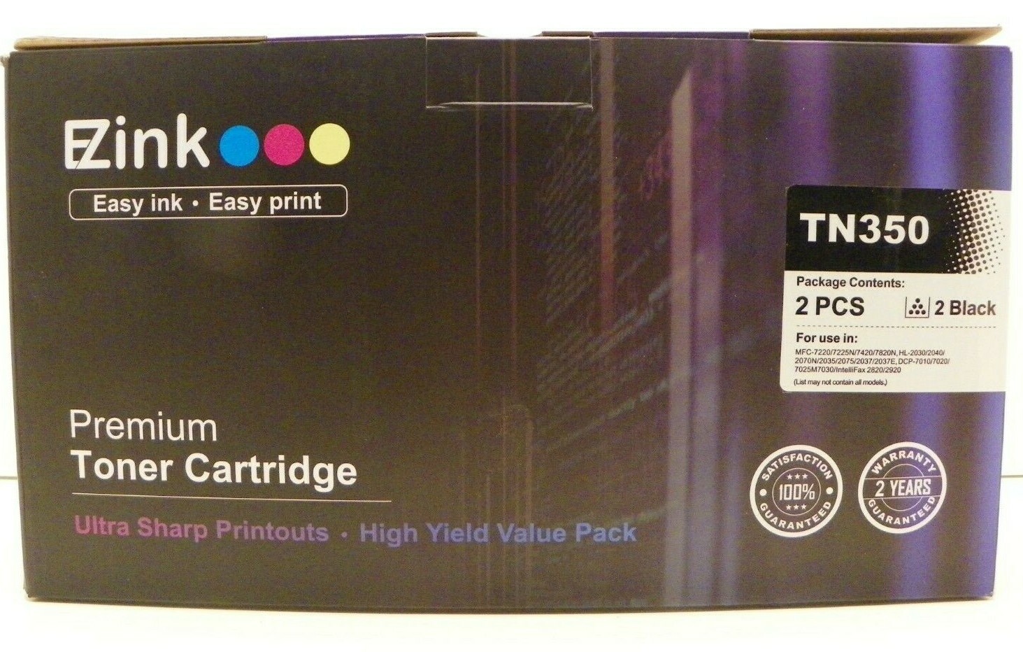 2 Pack EZink Premium Laser Toner Cartridge  TN350 Black sealed.