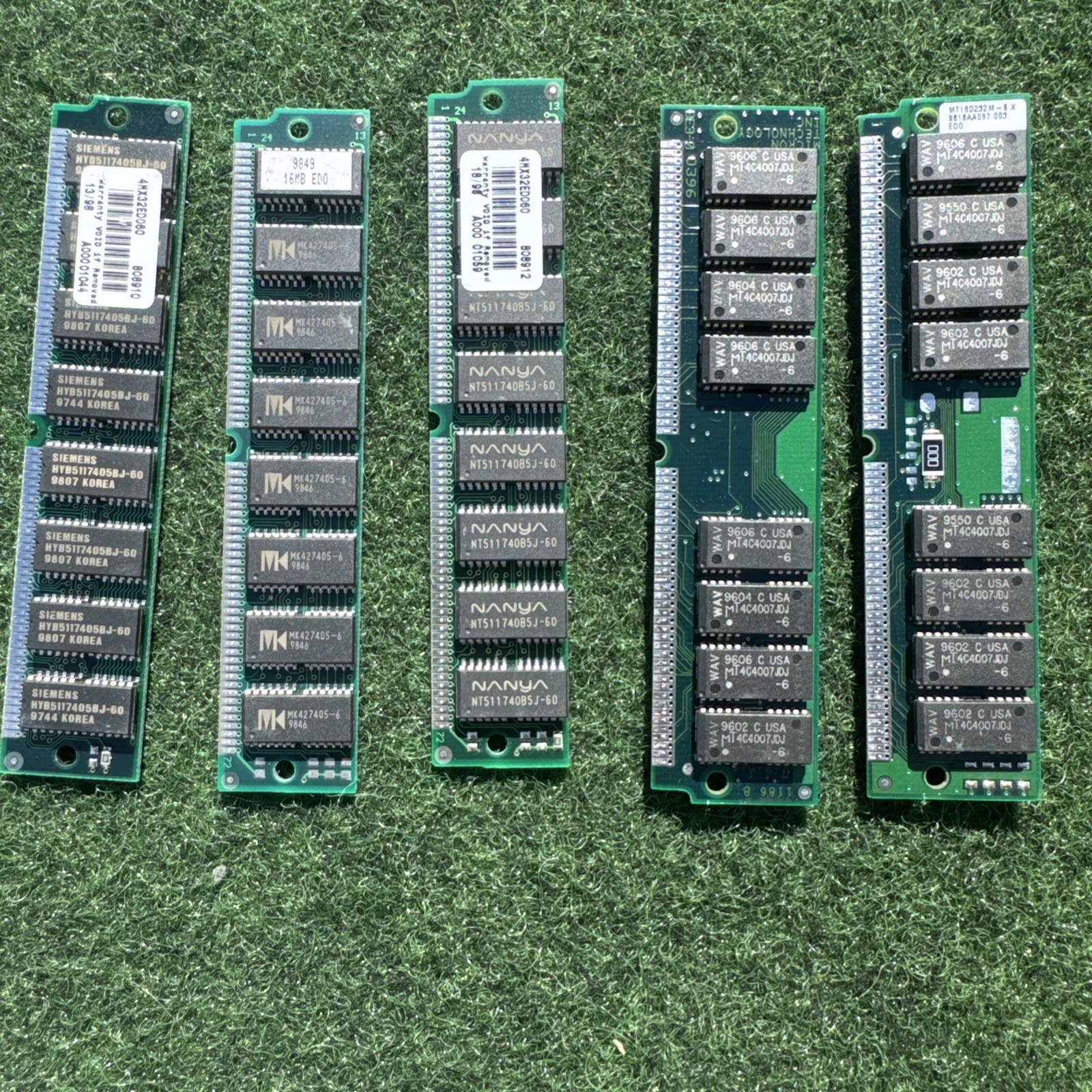 SIMM EDO MEMORY LOT OF 5 NON-PARITY SIMM 72-PIN RAM LOT WOW